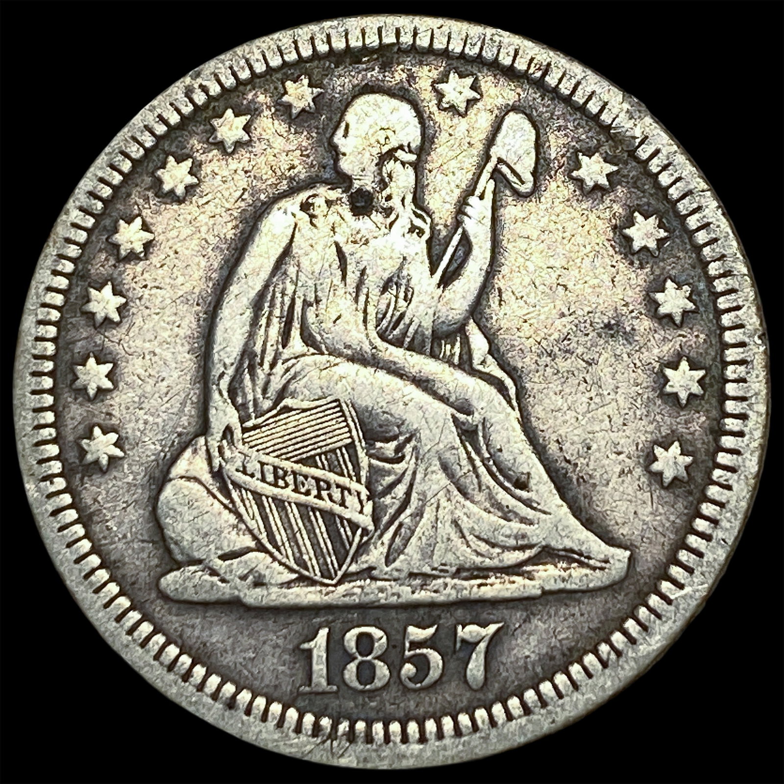 1857 Seated Liberty Quarter NEARLY UNCIRCULATED: 1857 Seated Liberty Quarter NEARLY UNCIRCULATED