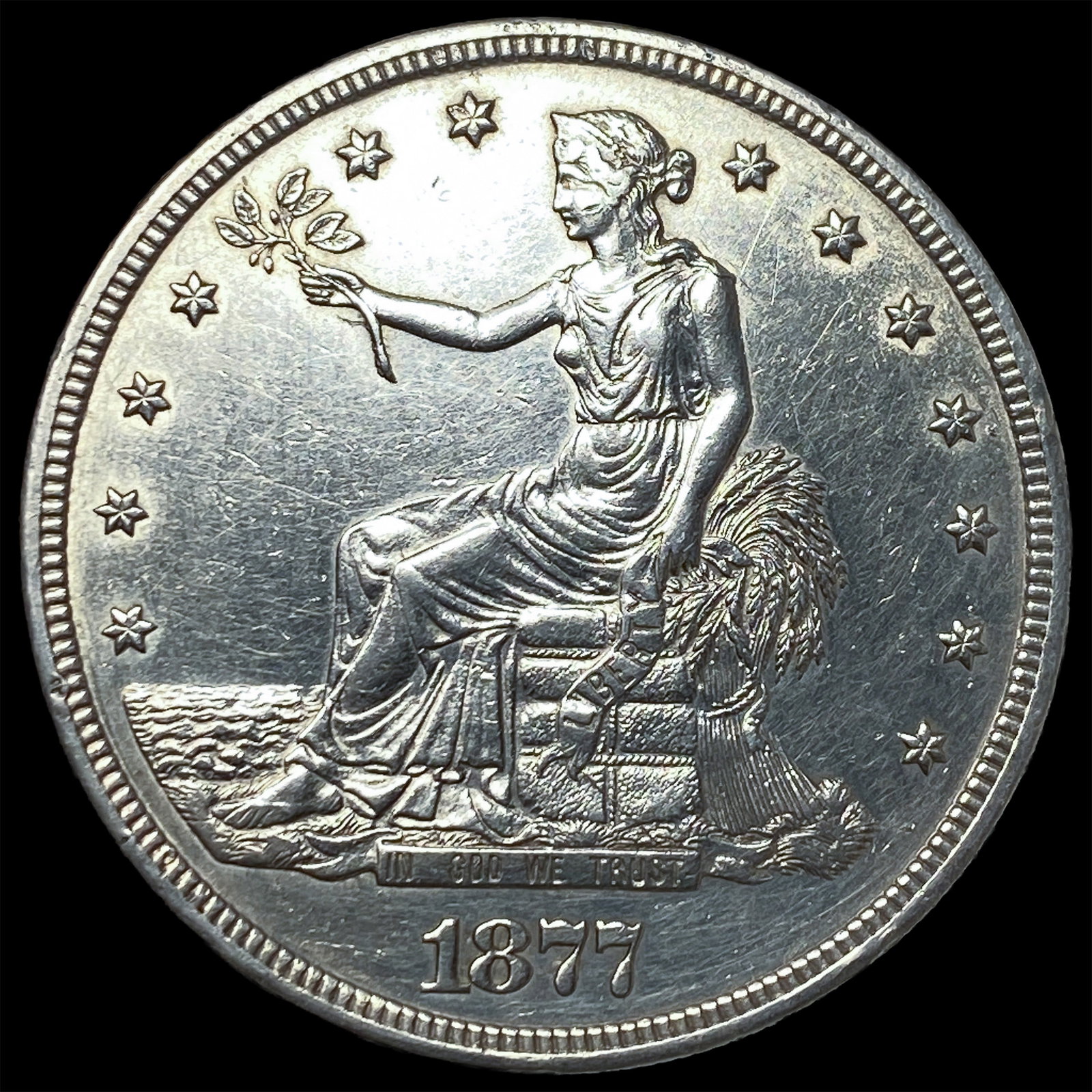 1877-S Silver Trade Dollar CLOSELY UNCIRCULATED: 1877-S Silver Trade Dollar CLOSELY UNCIRCULATED