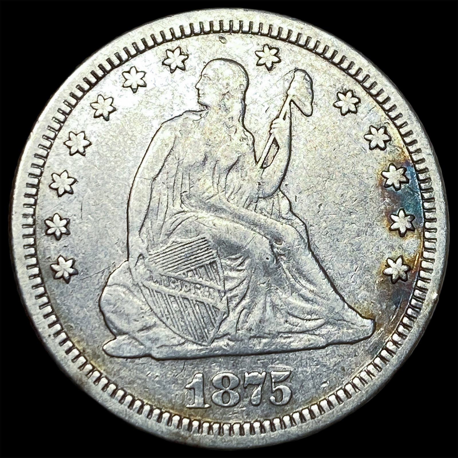 1875 Seated Liberty Quarter NEARLY UNCIRCULATED: 1875 Seated Liberty Quarter NEARLY UNCIRCULATED
