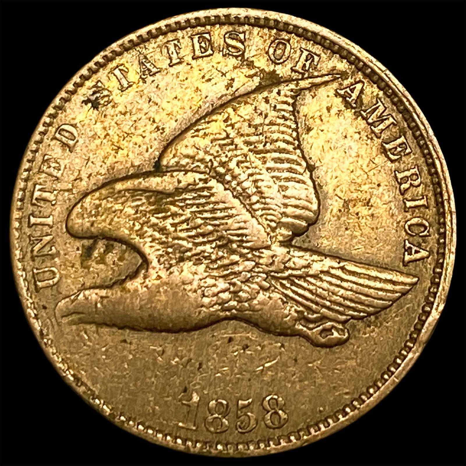 1858 Copper-Nickel Flying Eagle Cent NEARLY UNCIRCULATED: 1858 Copper-Nickel Flying Eagle Cent NEARLY UNCIRCULATED