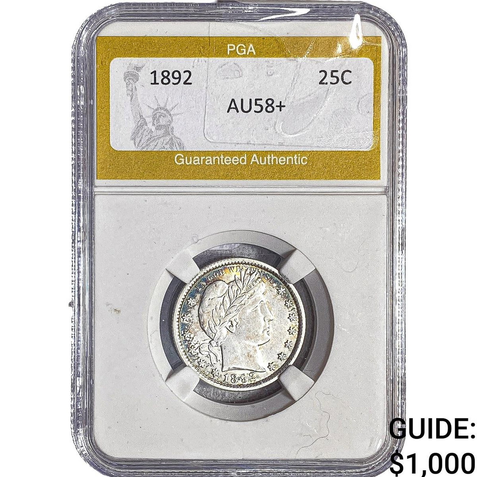 1892 Barber Quarter PGA AU58+ (1 of 2)