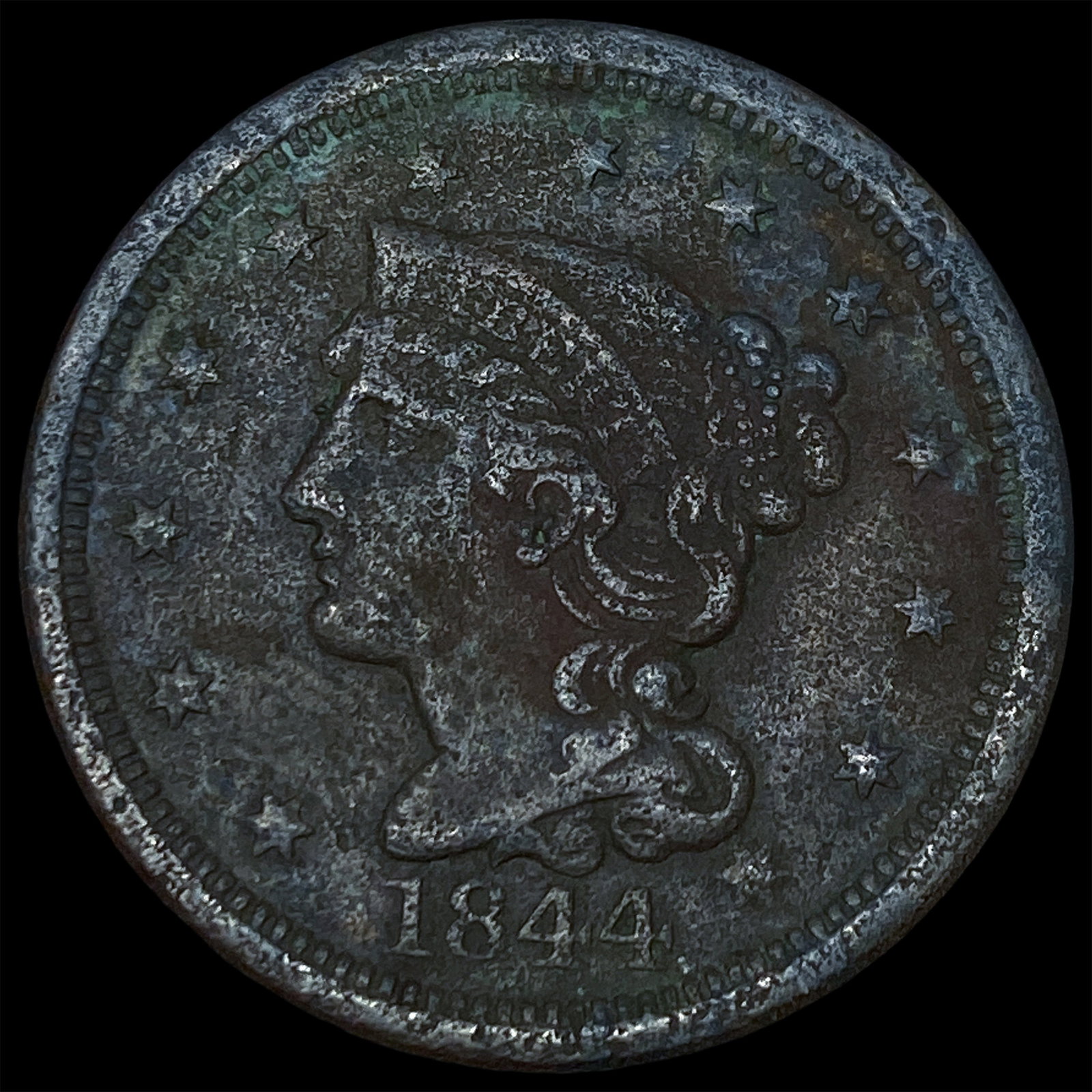 1844 Braided Hair Large Cent ABOUT UNCIRCULATED (1 of 2)