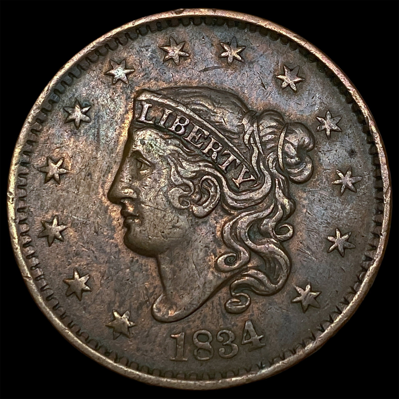 1834 Coronet Head Large Cent CLOSELY UNCIRCULATED (1 of 2)