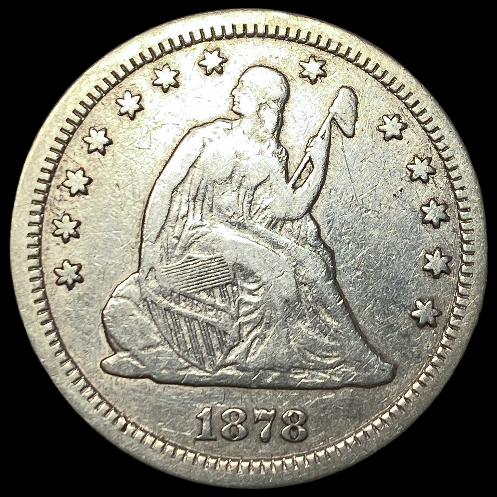 1878-CC Silver Seated Liberty Quarter NEARLY UNCIRCULATED: 1878-CC Silver Seated Liberty Quarter NEARLY UNCIRCULATED