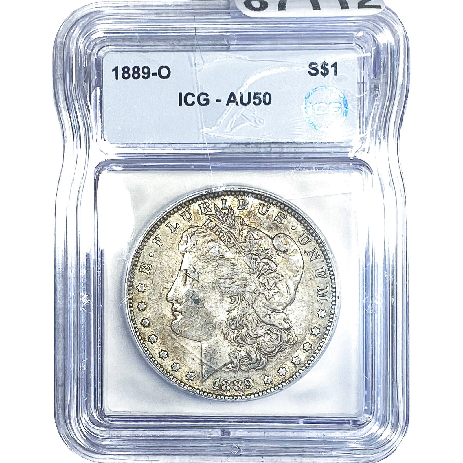 1889-O Morgan Silver Dollar ICG AU50: 1889-O Morgan Silver Dollar ICG AU50