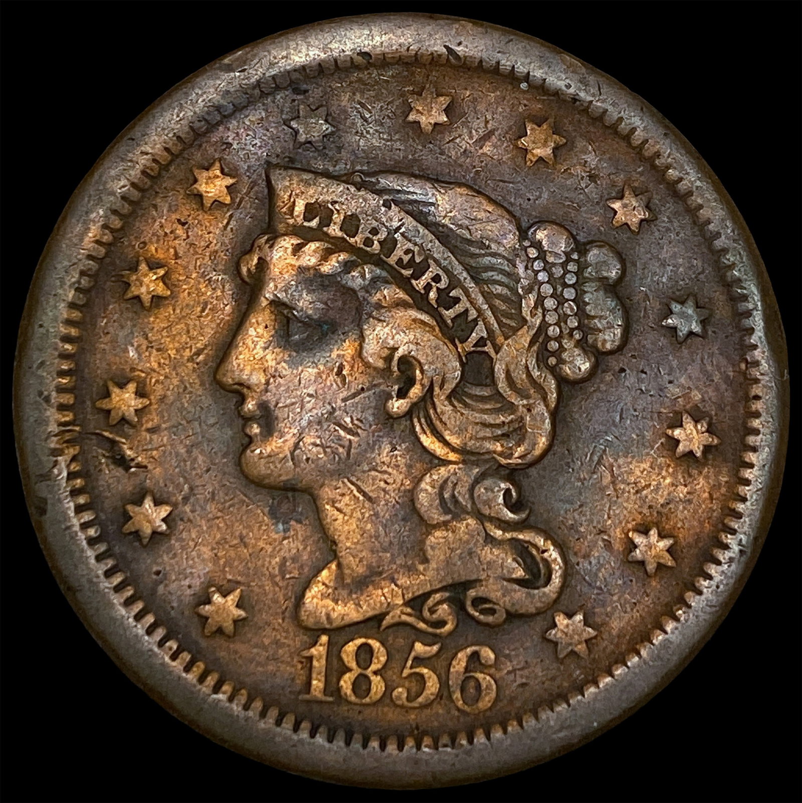 1856 Braided Hair Large Cent NEARLY UNCIRCULATED (1 of 2)