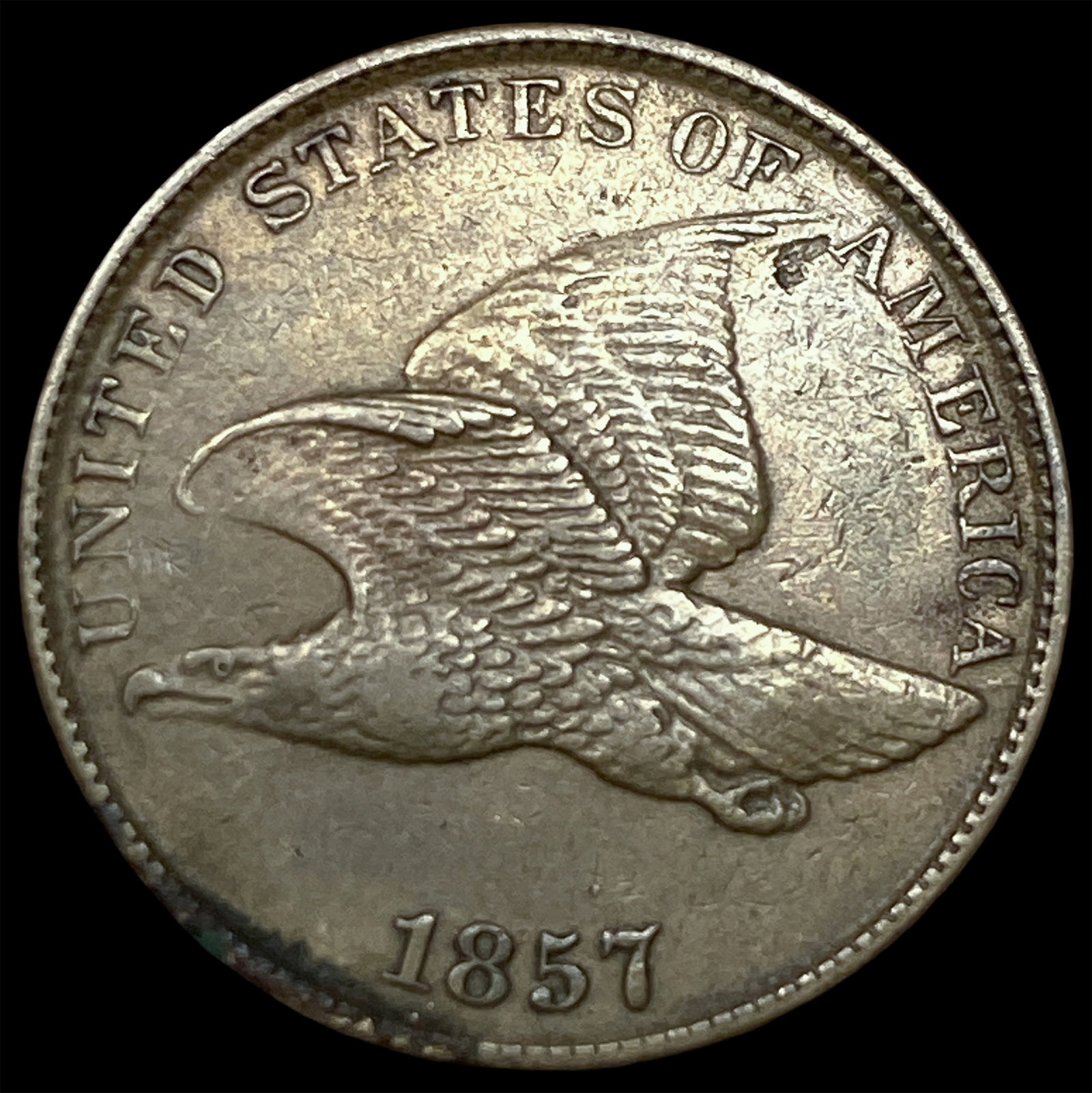 1857 Copper-Nickel Flying Eagle Cent CLOSELY UNCIRCULATED (1 of 2)