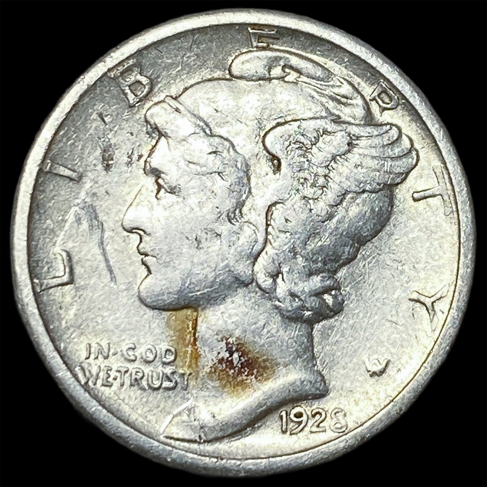 1928-S Silver Mercury Dime ABOUT UNCIRCULATED (1 of 2)