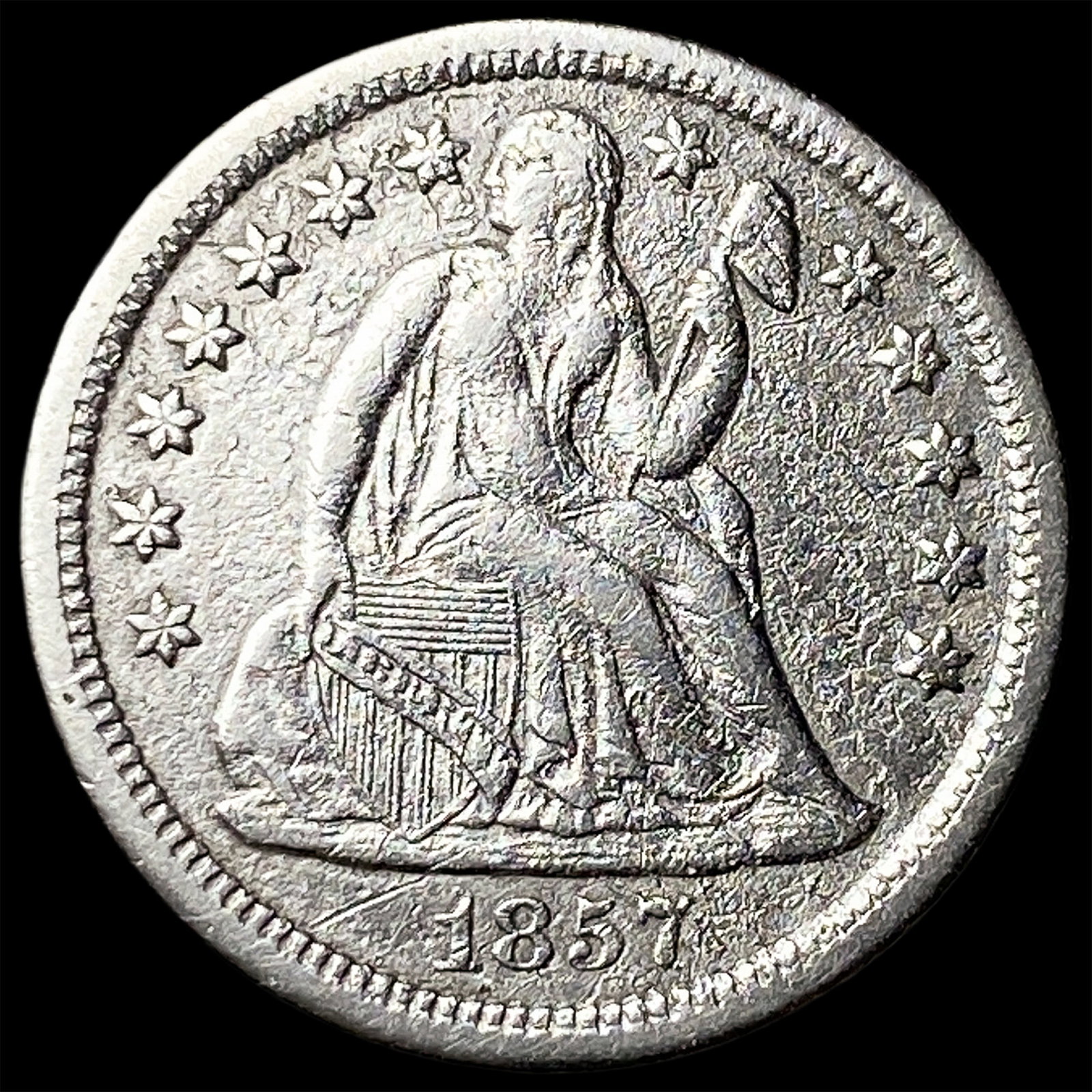 1857-O Silver Seated Liberty Dime CLOSELY UNCIRCULATED (1 of 2)