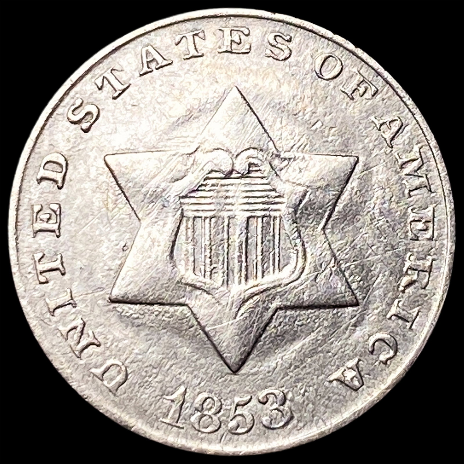 1853 Silver Three-Cent Piece CLOSELY UNCIRCULATED (1 of 2)