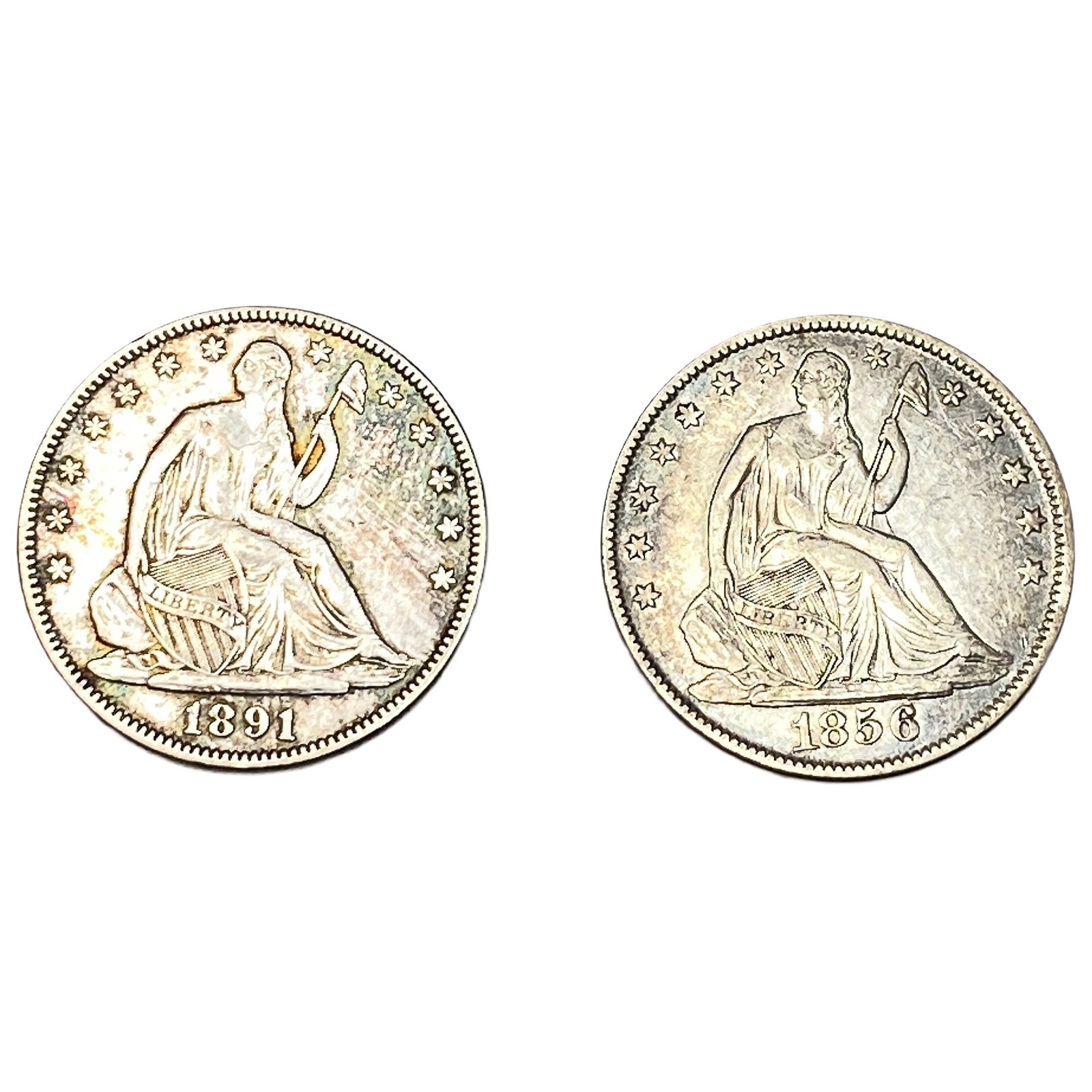[2 Coins] 1856-1891 Seated Liberty Half Dollar (1 of 2)