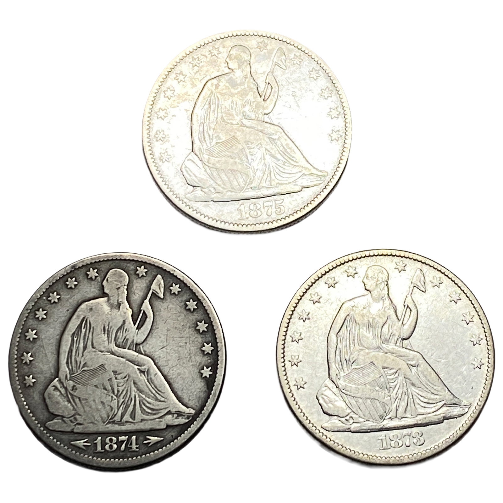 [2 Coins] 1871-1875 Seated Liberty Half Dollar: [2 Coins] 1871-1875 Seated Liberty Half Dollar