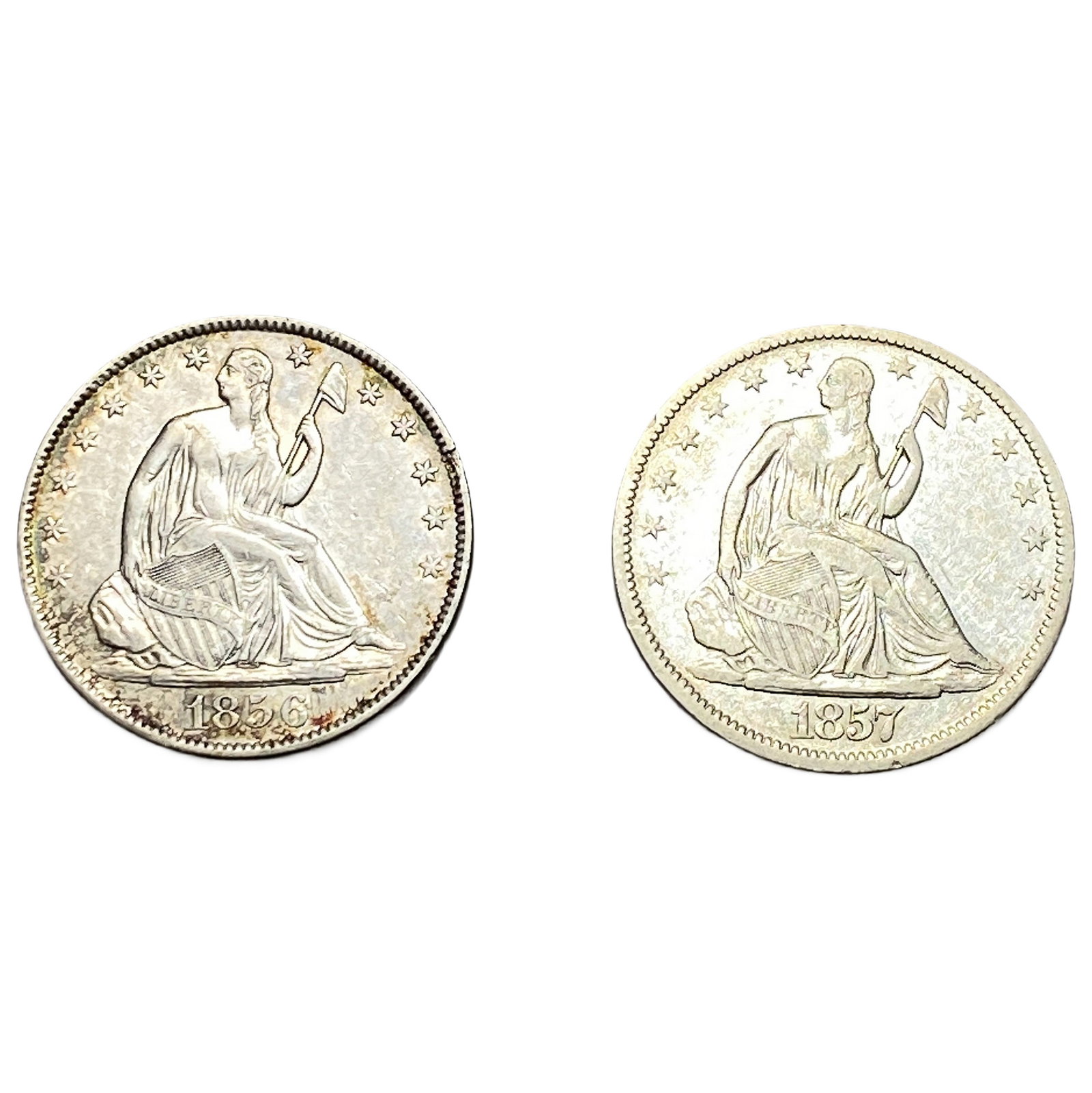 [2 Coins] 1856-1857 Seated Liberty Half Dollar: [2 Coins] 1856-1857 Seated Liberty Half Dollar