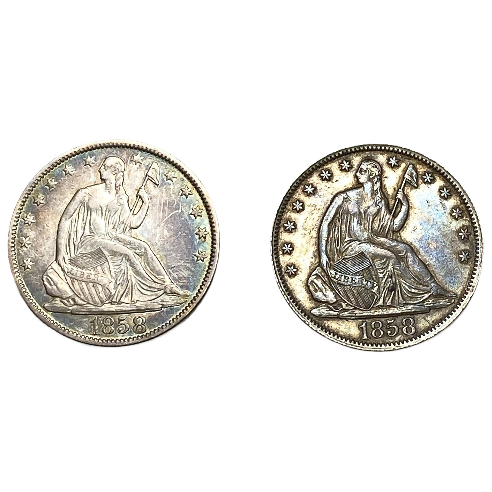 [2 Coins] 1858 Seated Liberty Half Dollar: [2 Coins] 1858 Seated Liberty Half Dollar