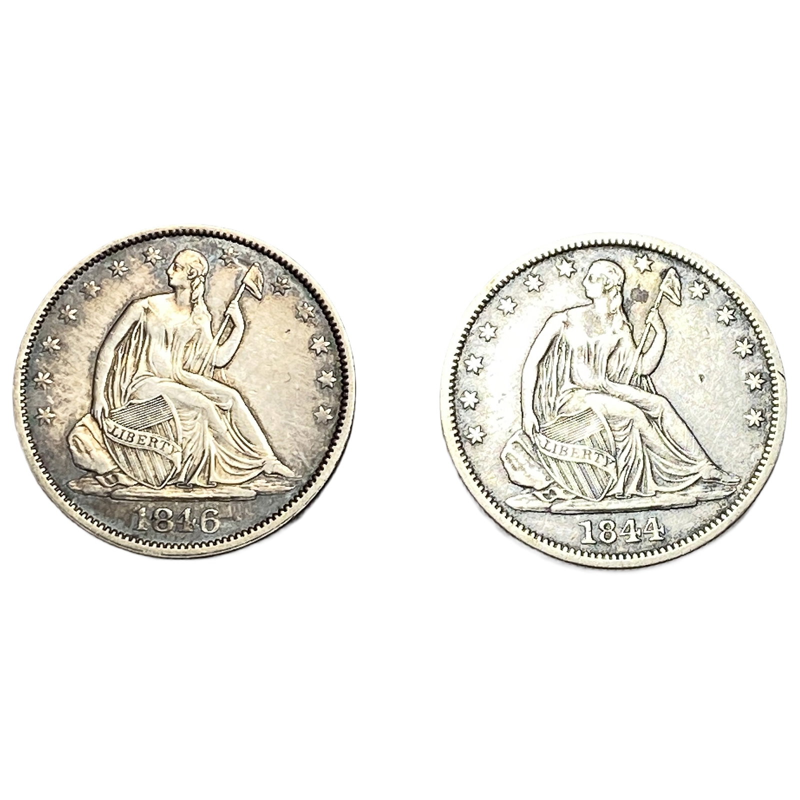 [2 Coins] 1844-1846 Seated Liberty Half Dollar: [2 Coins] 1844-1846 Seated Liberty Half Dollar