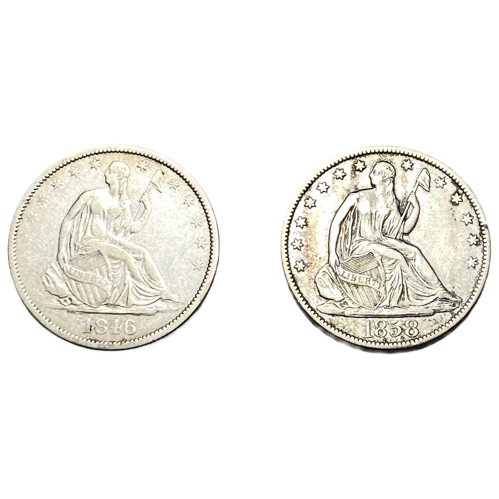 [2 Coins] 1846-1858 Seated Liberty Half Dollar (1 of 2)