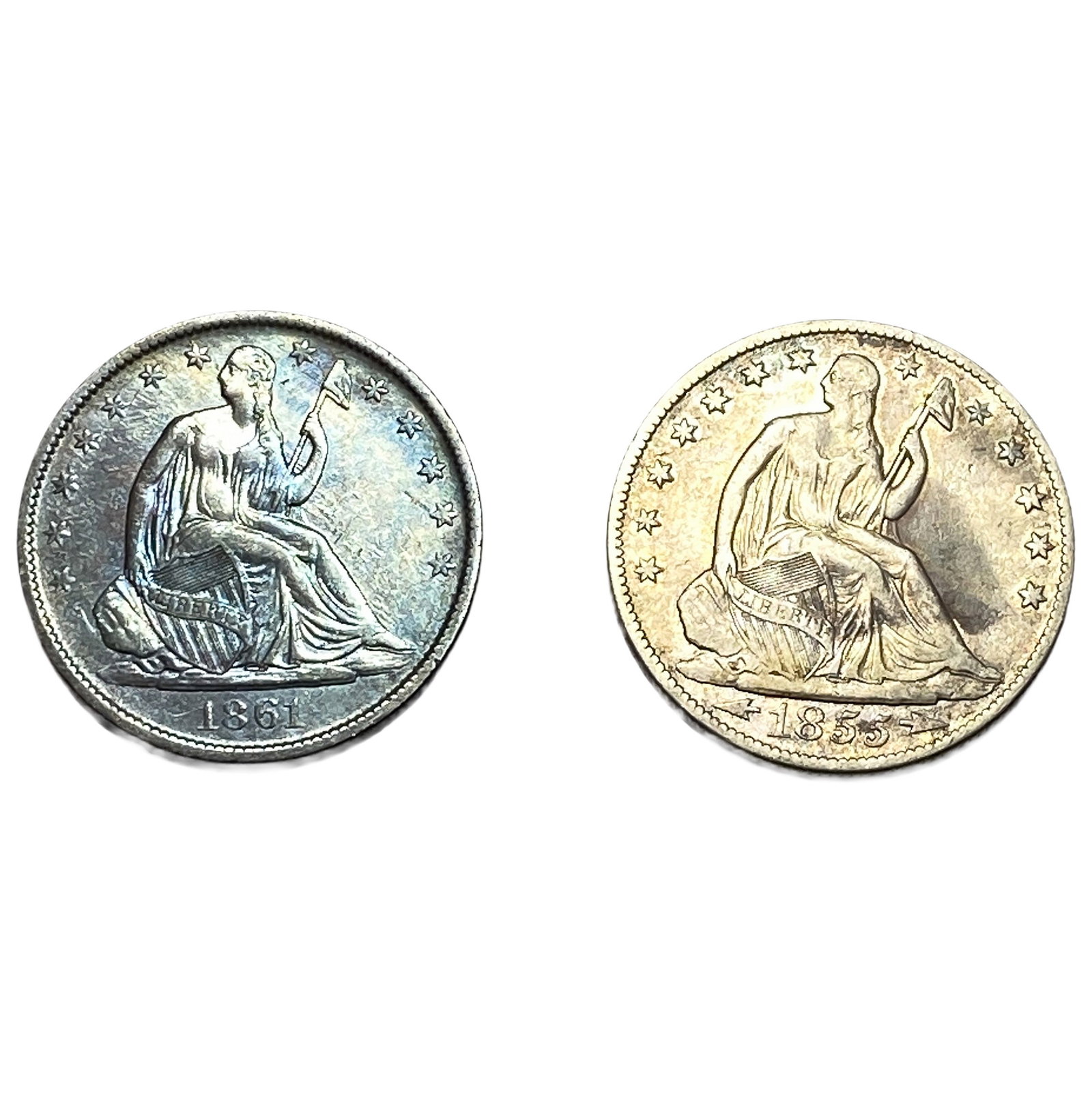 [2 Coins] 1855-1861 Seated Liberty Half Dollar (1 of 2)