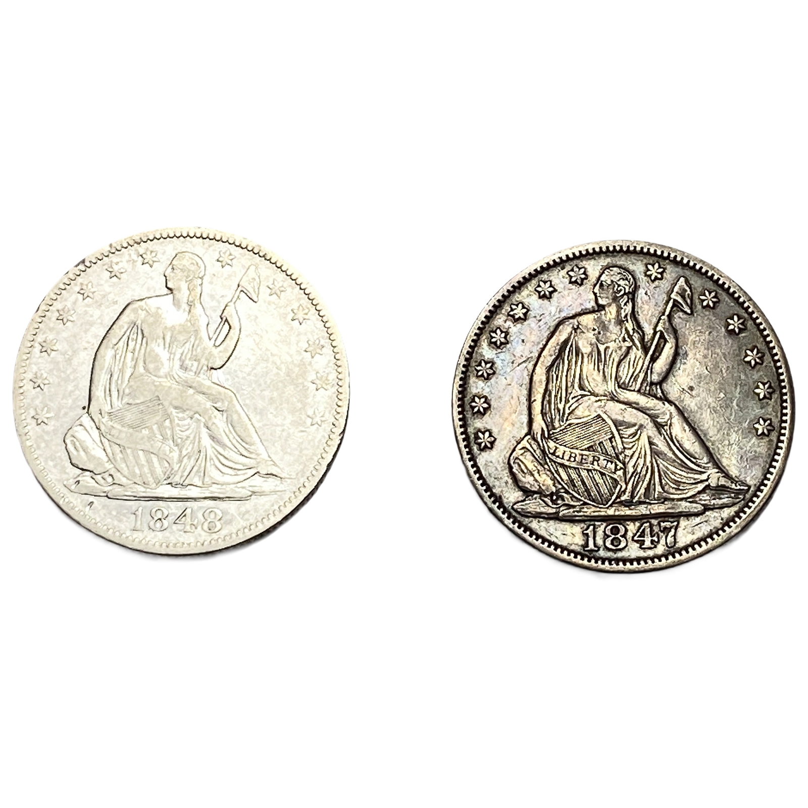 [2 Coins] 1847-1848 Seated Liberty Half Dollar (1 of 2)