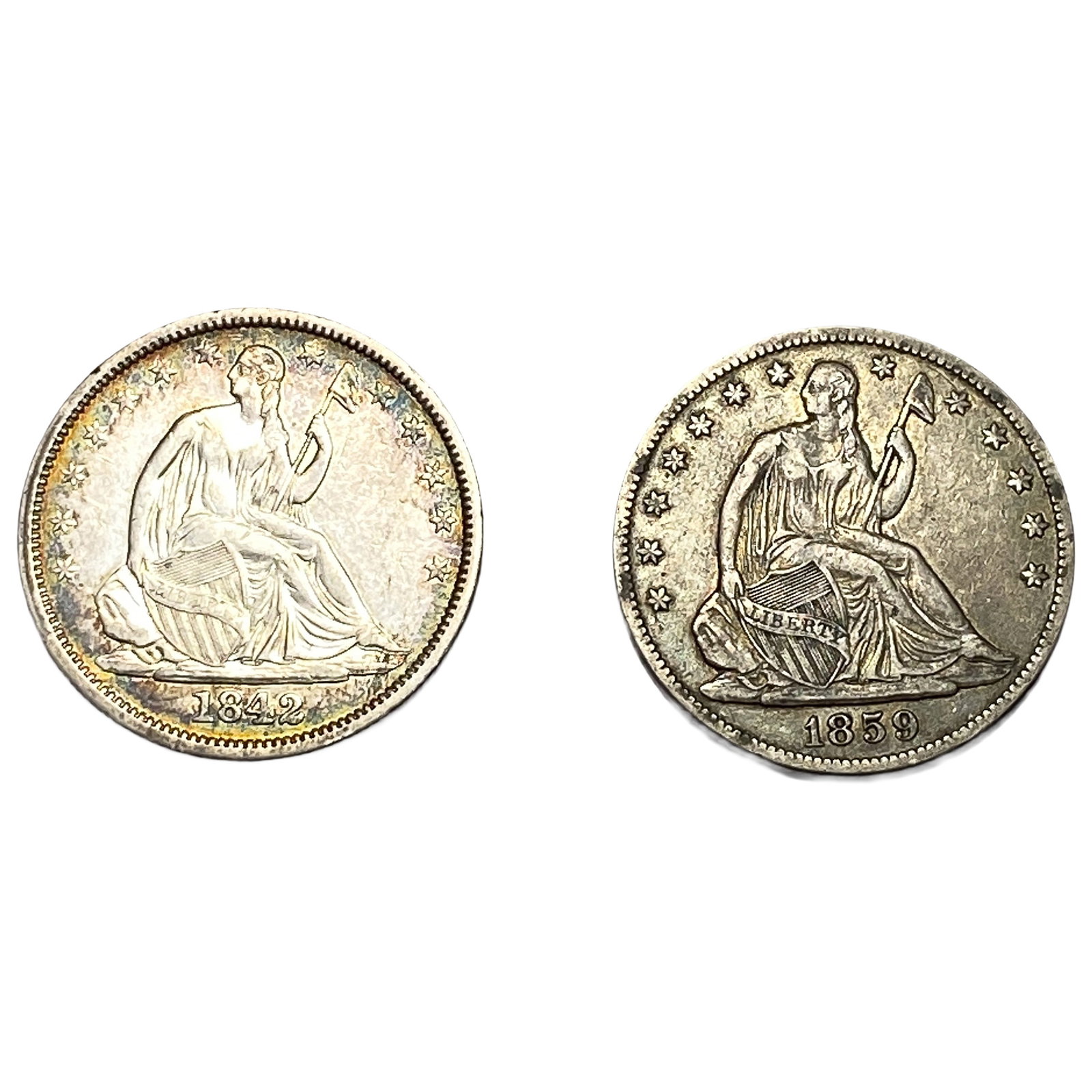 [2 Coins] 1842-1859 Seated Liberty Half Dollar (1 of 2)