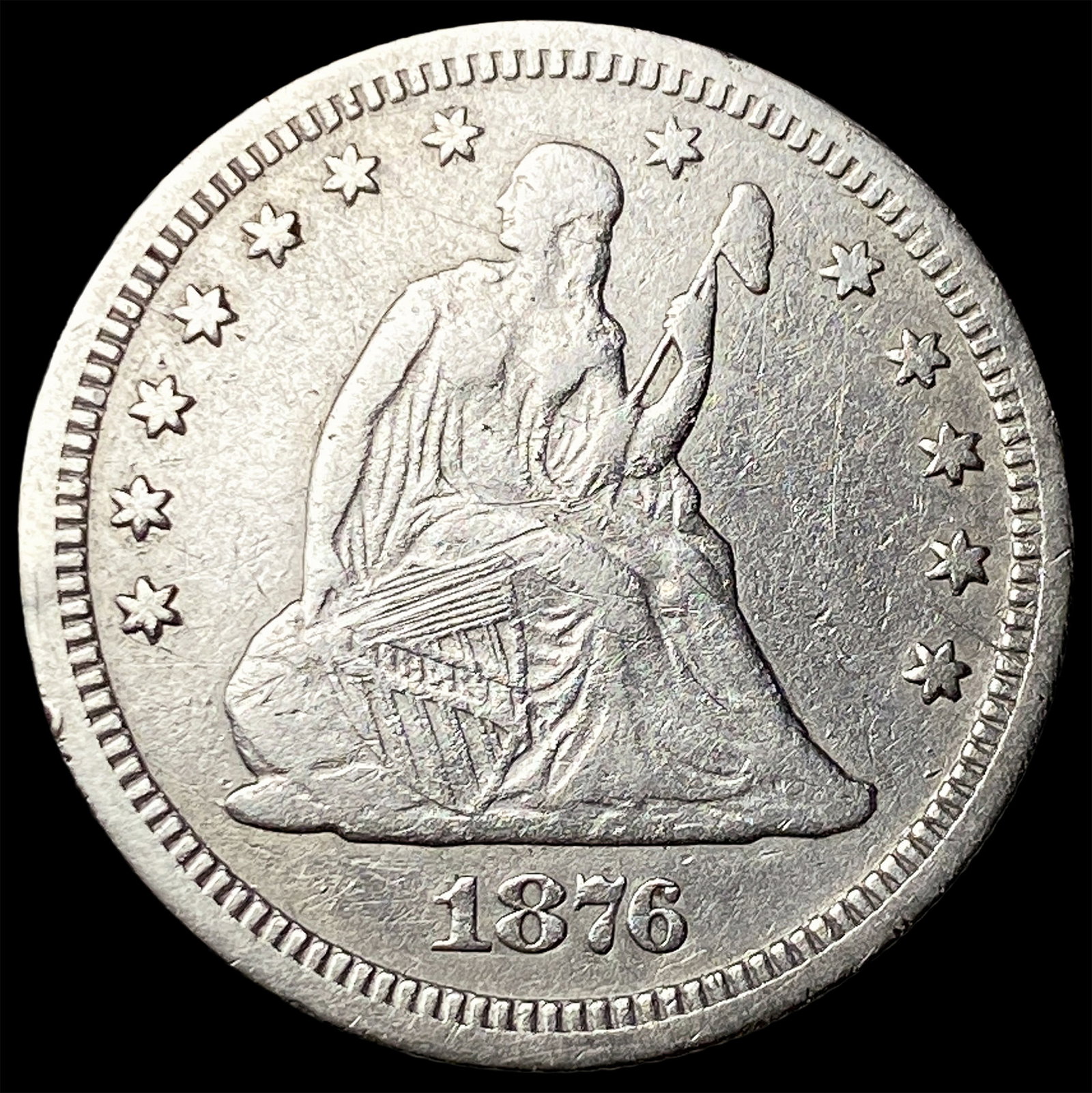 1876-CC Silver Quarter Dollar ABOUT UNCIRCULATED (1 of 2)