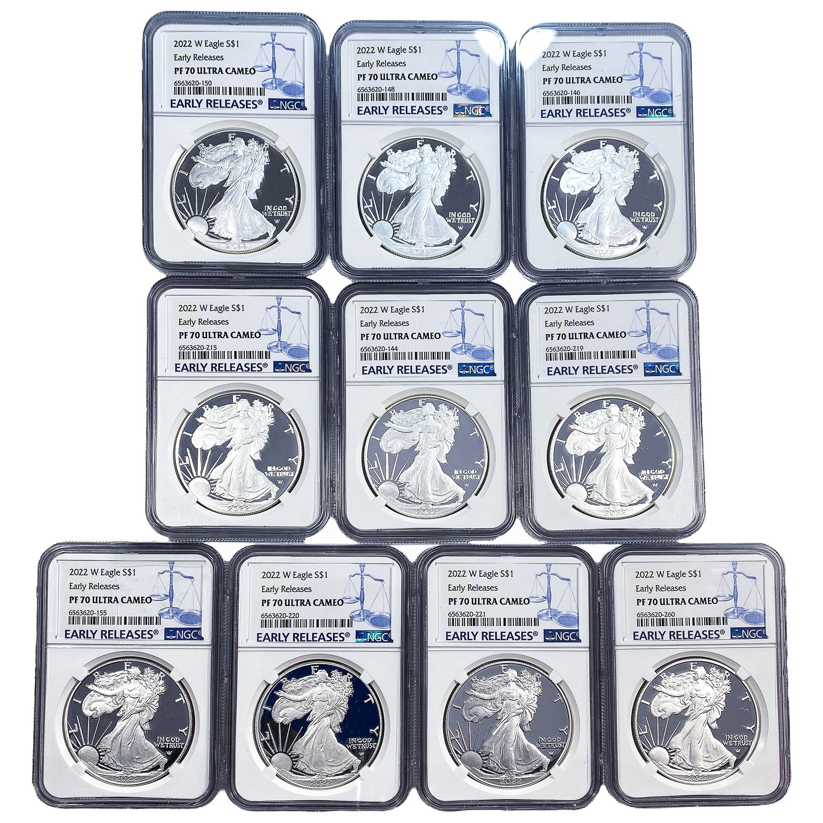 [10 Coins] 2022-W Silver Eagle NGC PF70 Ultra Cameo (1 of 2)