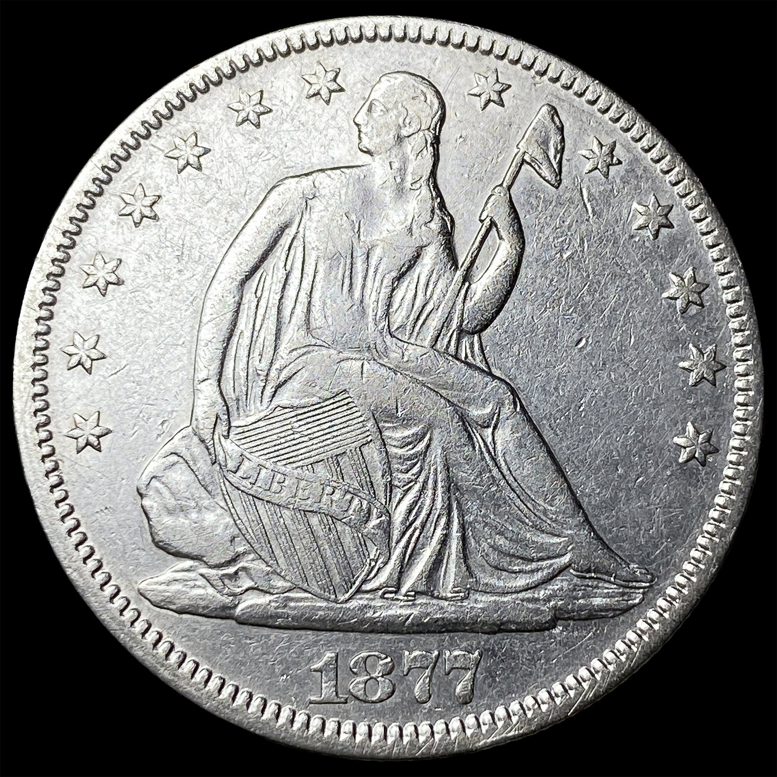 1877 Seated Liberty Half Dollar NEARLY UNCIRCULATED: 1877 Seated Liberty Half Dollar NEARLY UNCIRCULATED