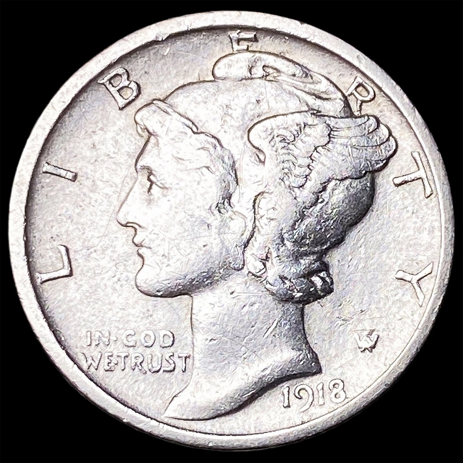 1918-S Silver Mercury Dime CLOSELY UNCIRCULATED (1 of 2)