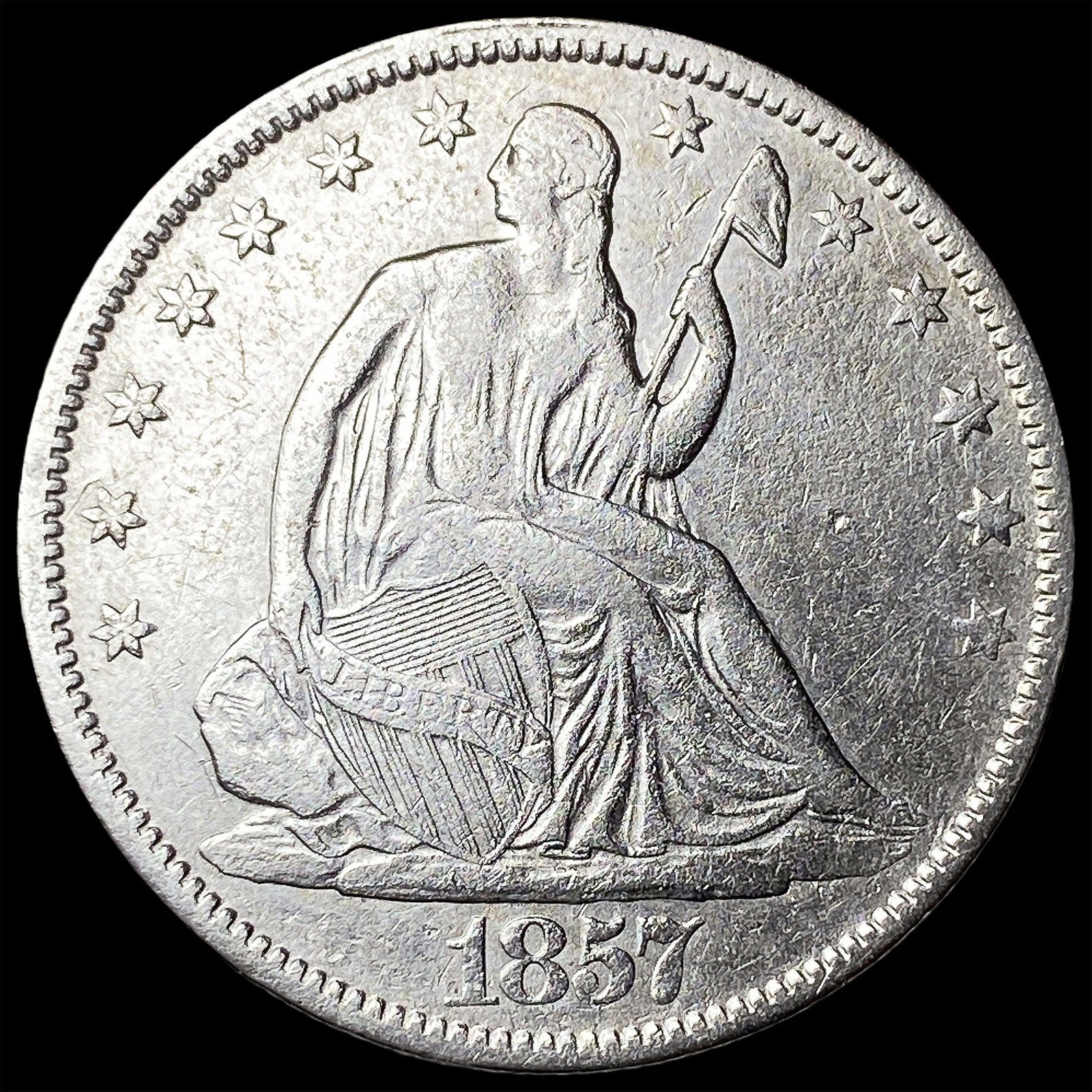 1857 Silver Half Dollar (Seated Liberty) NEARLY UNCIRCULATED (1 of 2)