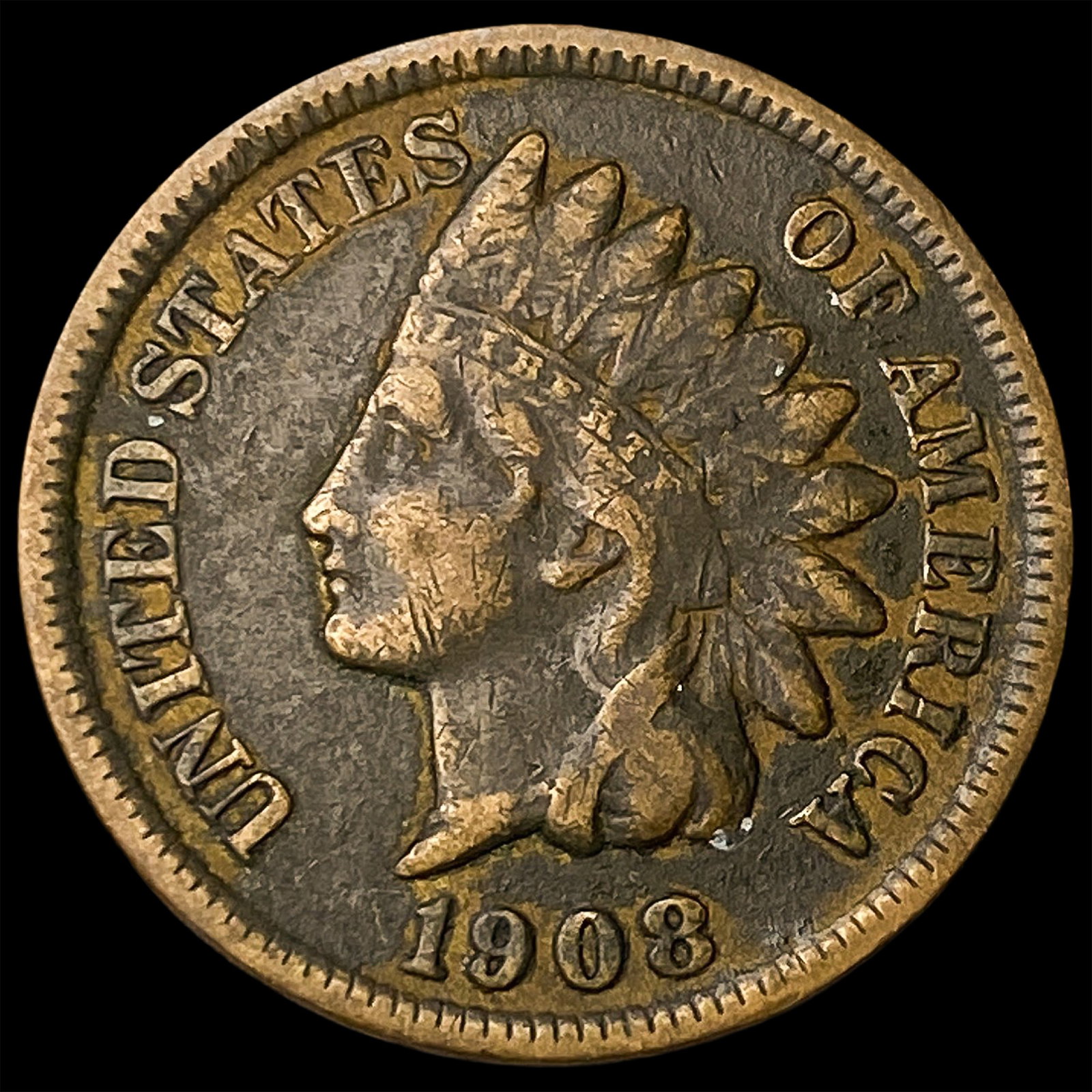 1908-S Indian Head Cent LIGHTLY CIRCULATED (1 of 2)
