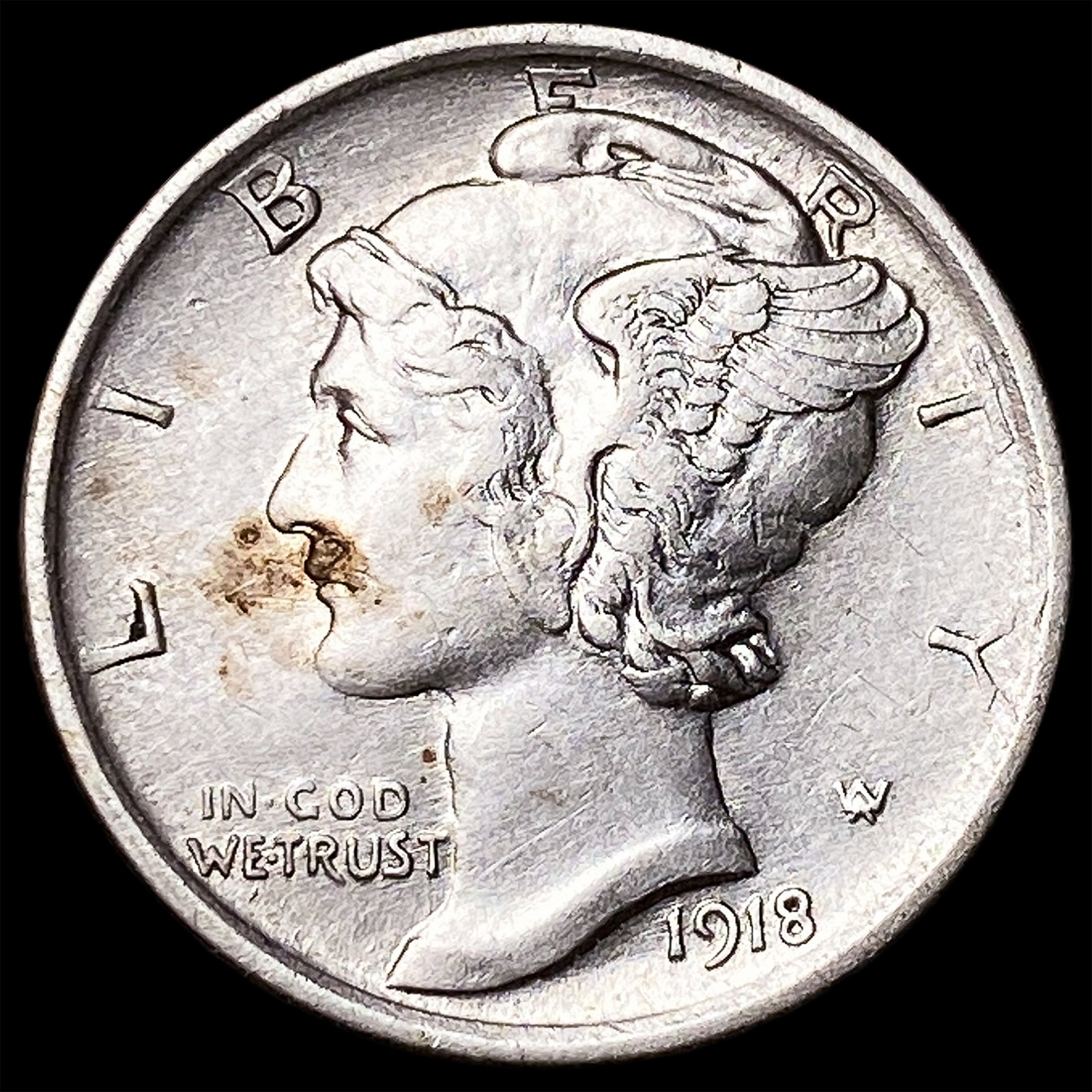 1918-S Silver Mercury Dime CLOSELY UNCIRCULATED (1 of 2)