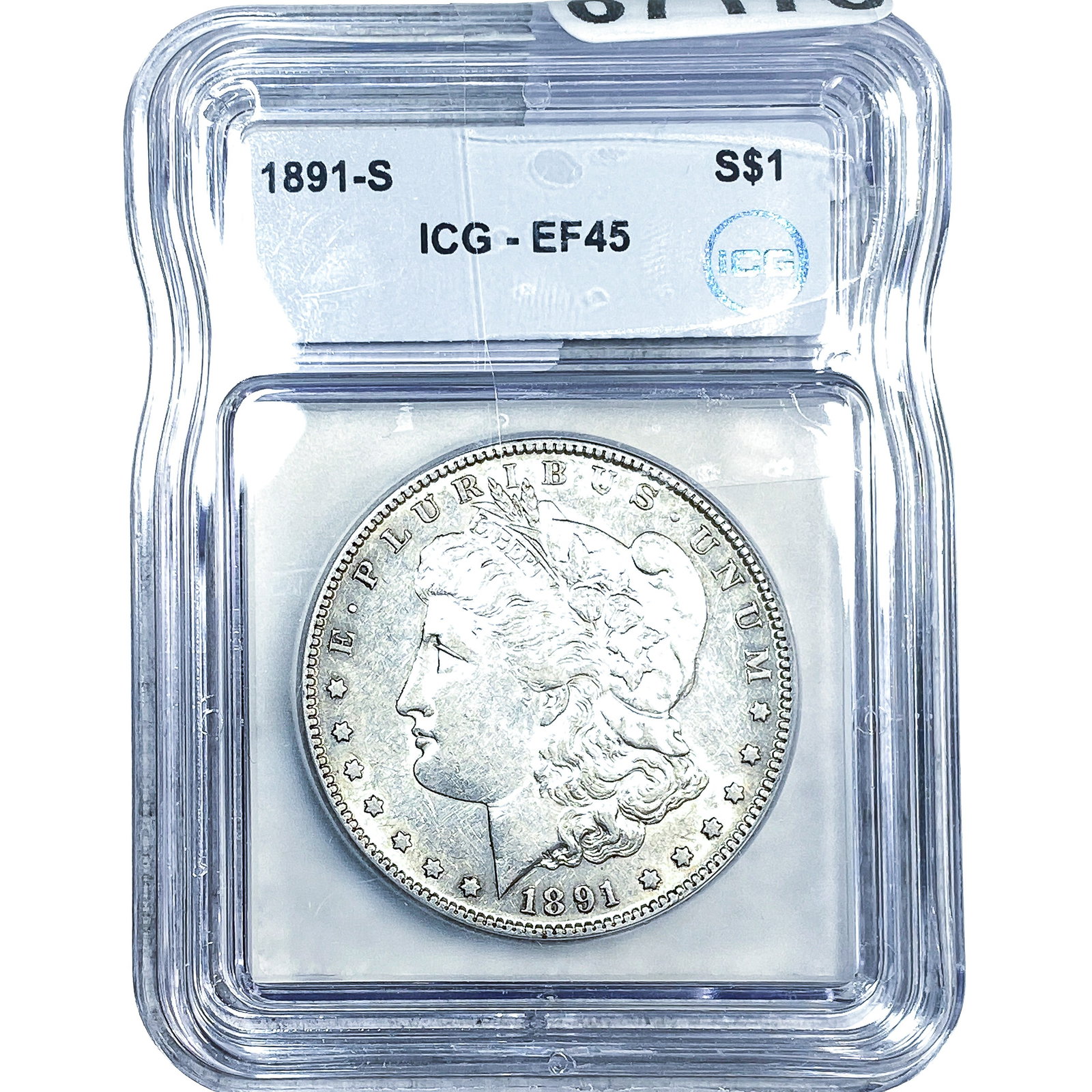1891-S Morgan Silver Dollar ICG EF45: 1891-S Morgan Silver Dollar ICG EF45