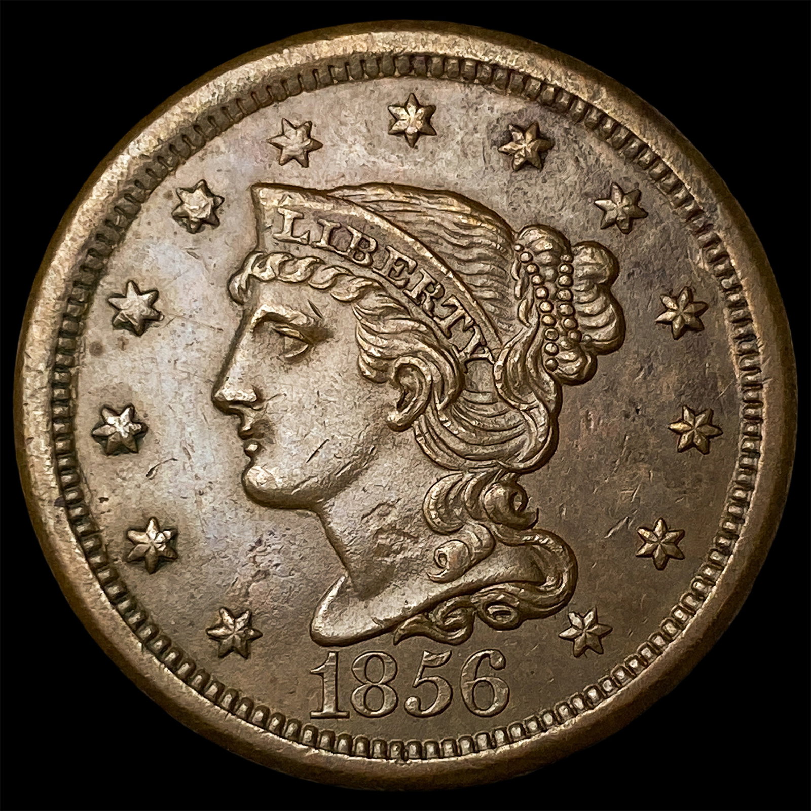 1856 Braided Hair Large Cent CHOICE AU (1 of 2)