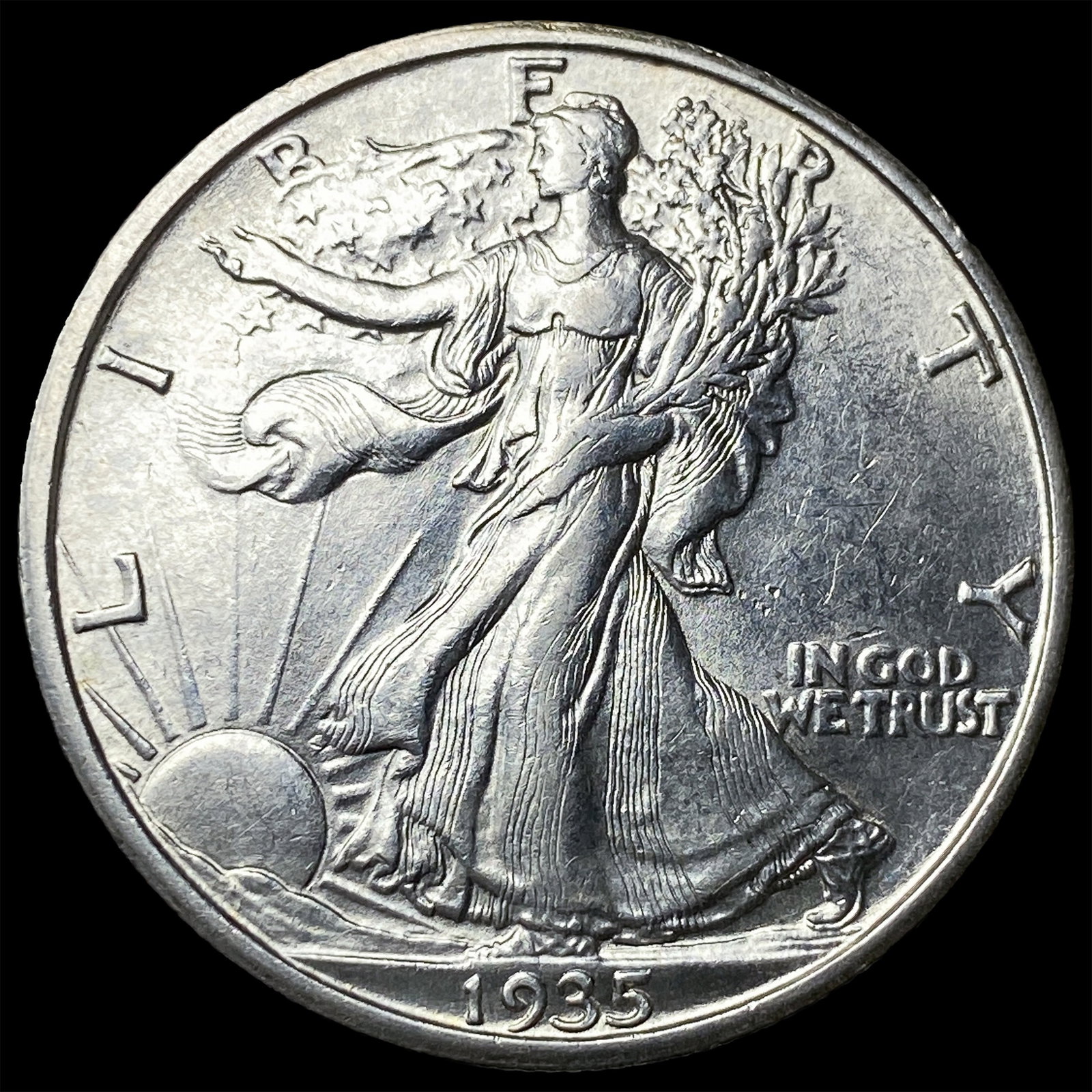 1935-S Silver Walking Liberty Half Dollar CLOSELY UNCIRCULATED: 1935-S Silver Walking Liberty Half Dollar CLOSELY UNCIRCULATED