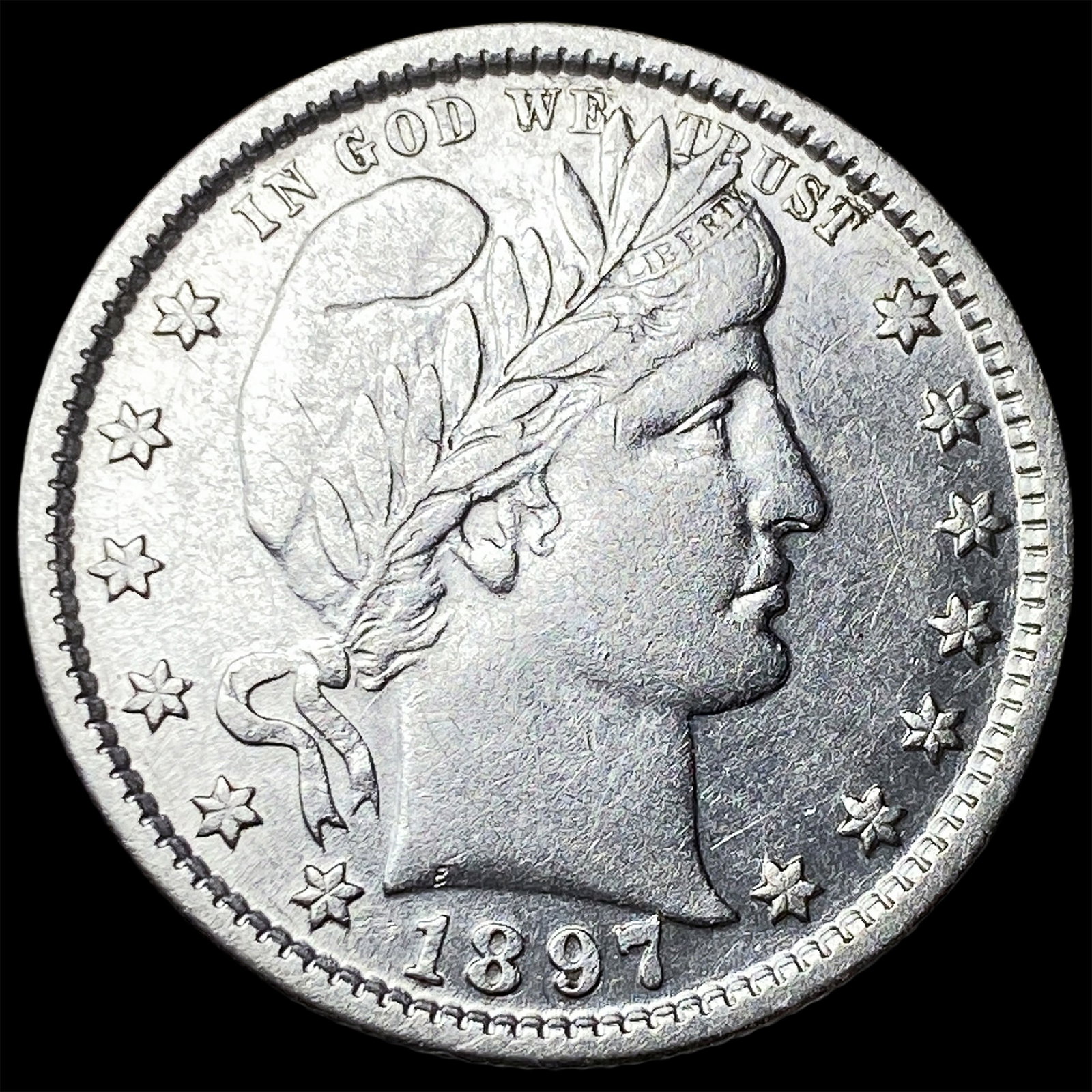 1897 Silver Barber Quarter NEARLY UNCIRCULATED (1 of 2)