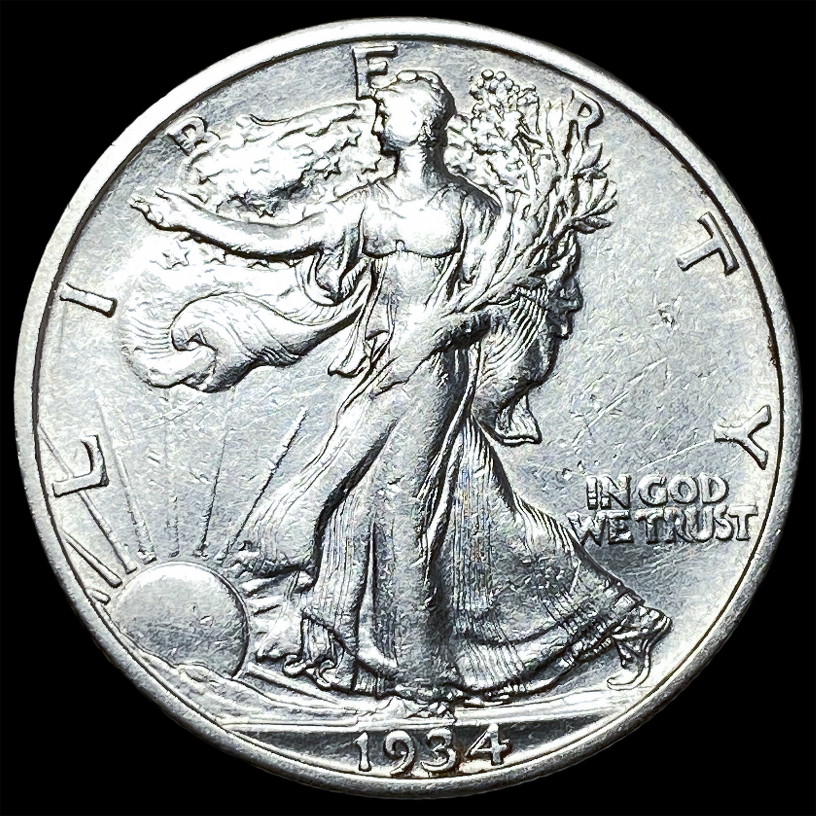 1934-S Silver Walking Liberty Half Dollar ABOUT UNCIRCULATED (1 of 2)