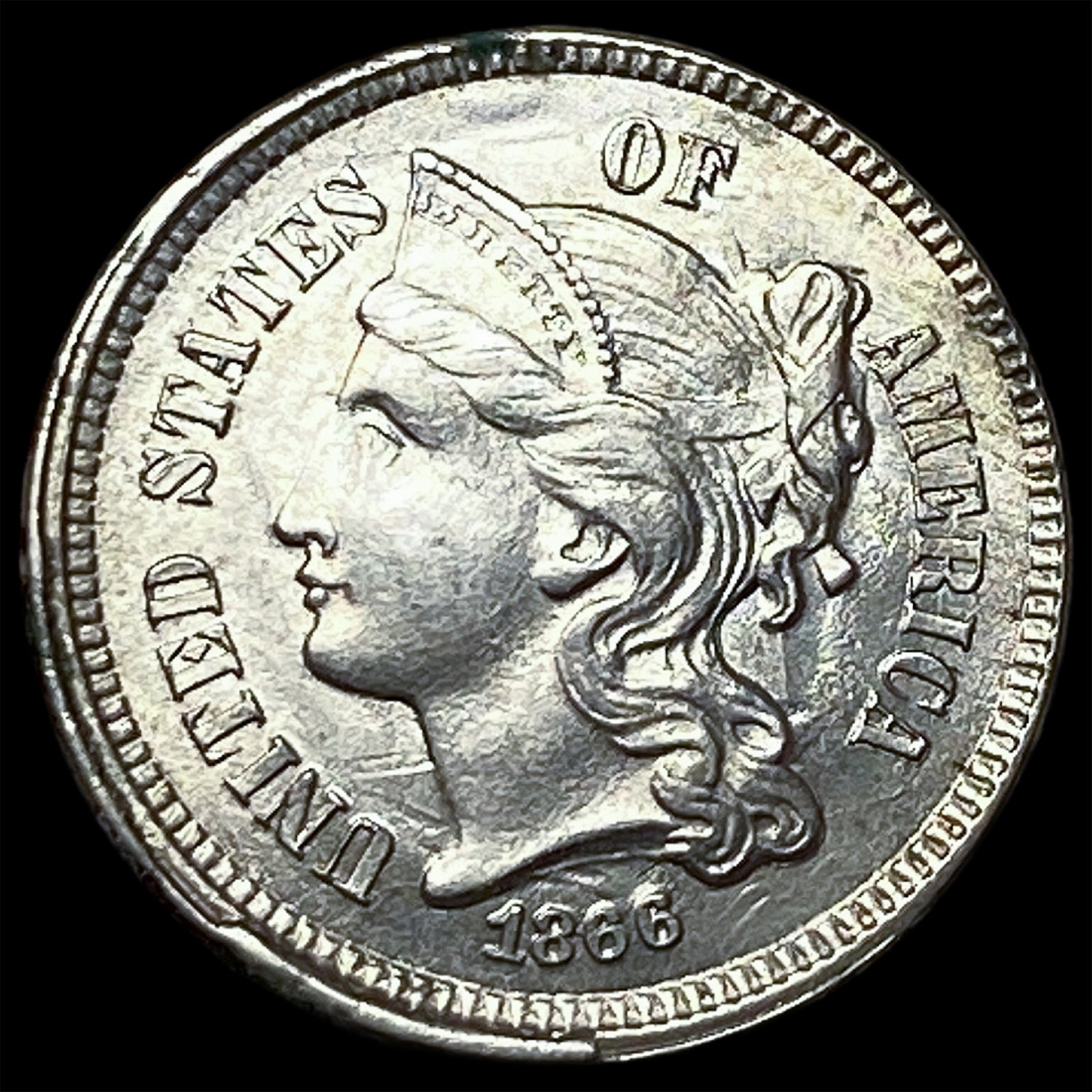 1866 Nickel Three-Cent Piece UNCIRCULATED (1 of 2)