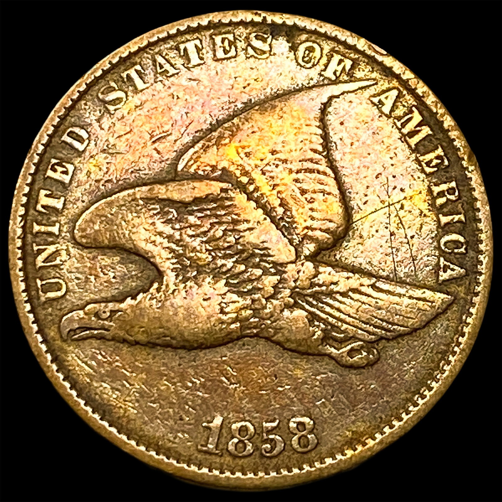 1858 Copper-Nickel Flying Eagle Cent ABOUT UNCIRCULATED: 1858 Copper-Nickel Flying Eagle Cent ABOUT UNCIRCULATED