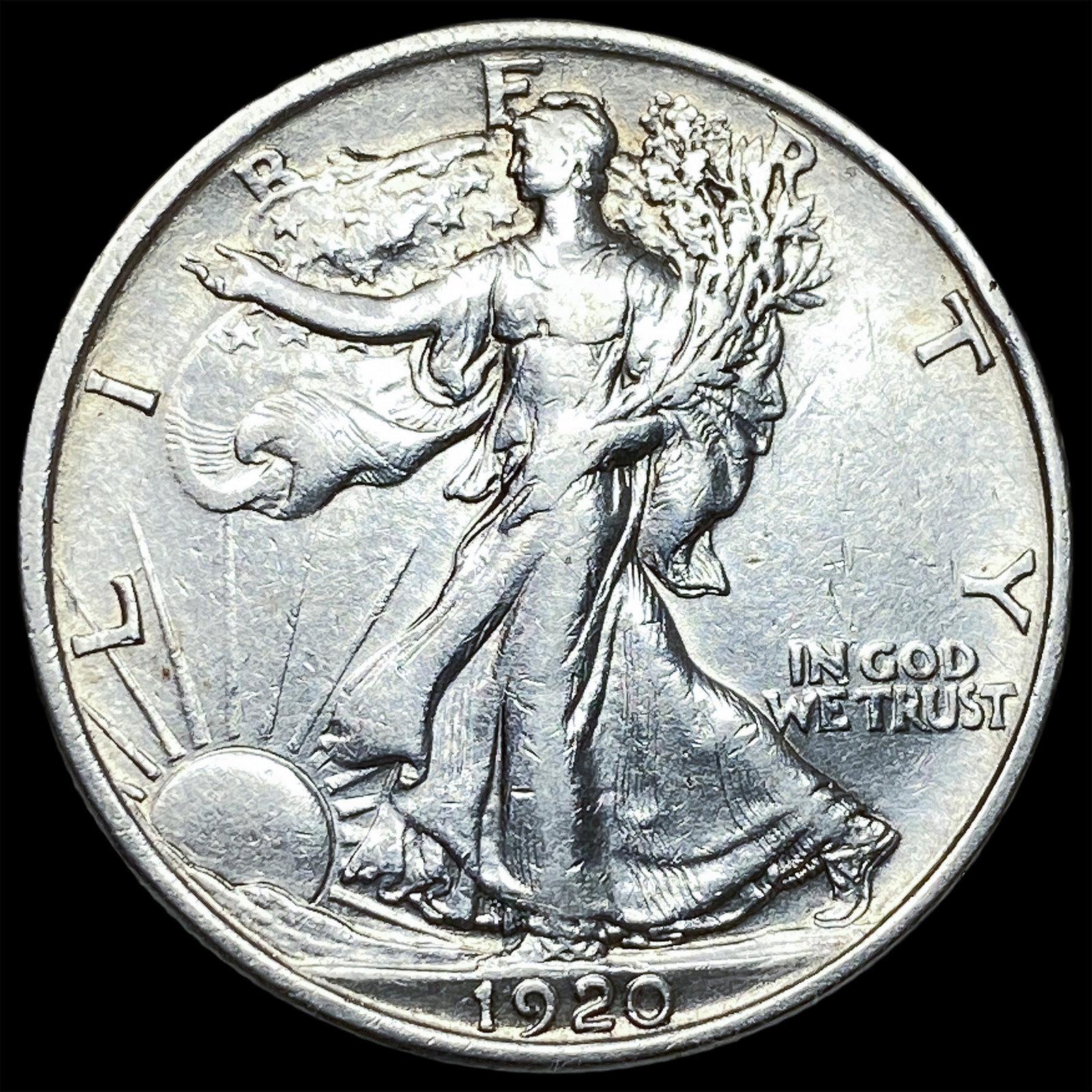 1920-S Silver Walking Liberty Half Dollar NEARLY UNCIRCULATED (1 of 2)
