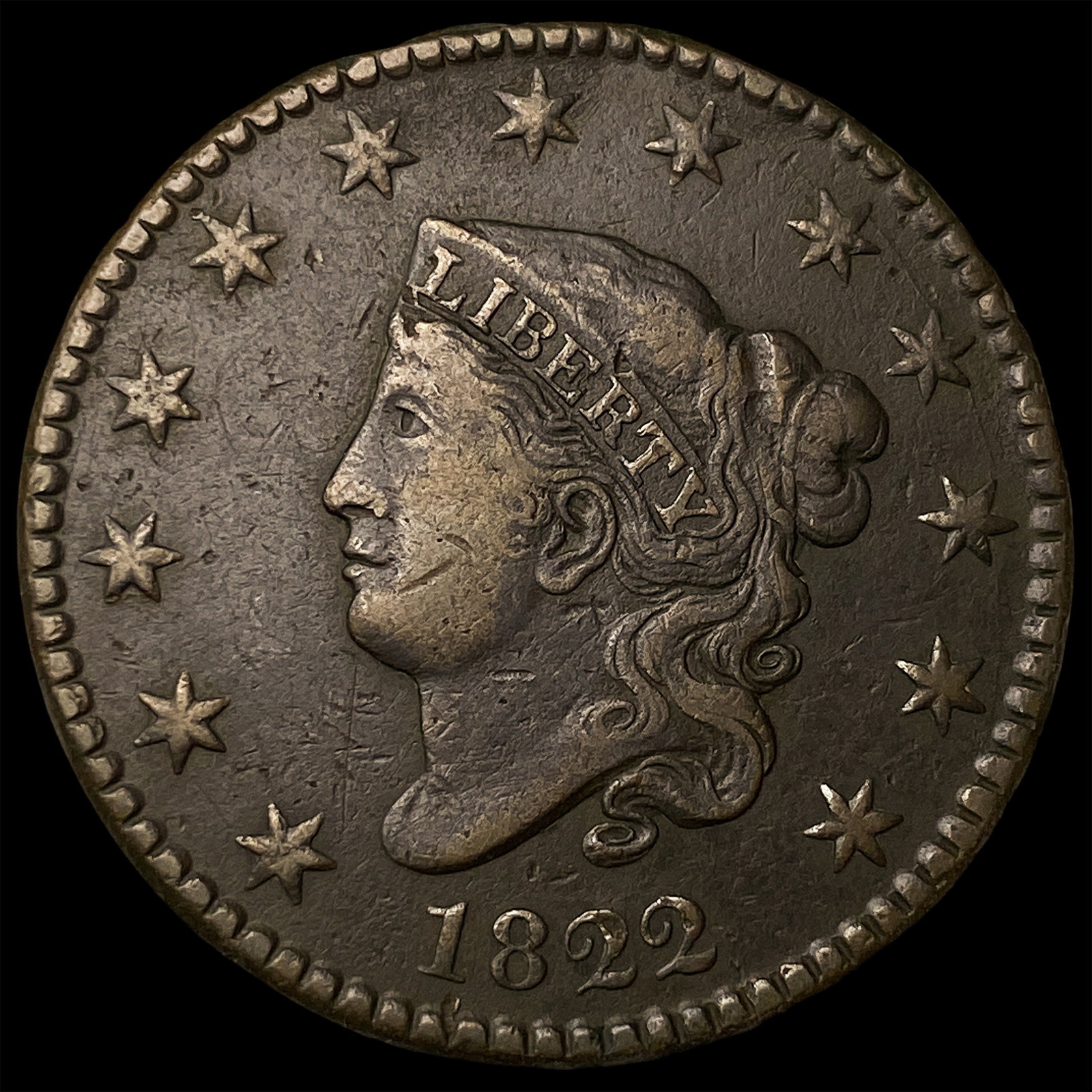 1822 Coronet Head Large Cent NEARLY UNCIRCULATED (1 of 2)