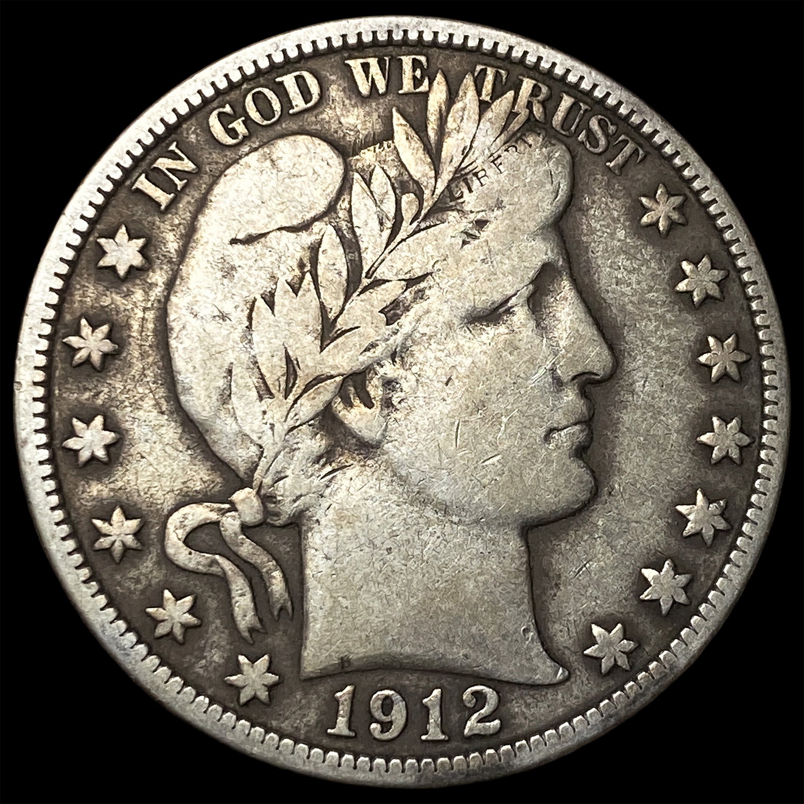 1912-D Silver Barber Half Dollar LIGHTLY CIRCULATED: 1912-D Silver Barber Half Dollar LIGHTLY CIRCULATED