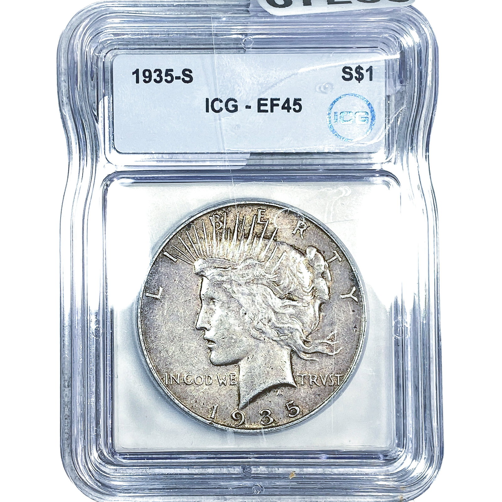 1935-S Silver Peace Dollar ICG EF45: 1935-S Silver Peace Dollar ICG EF45