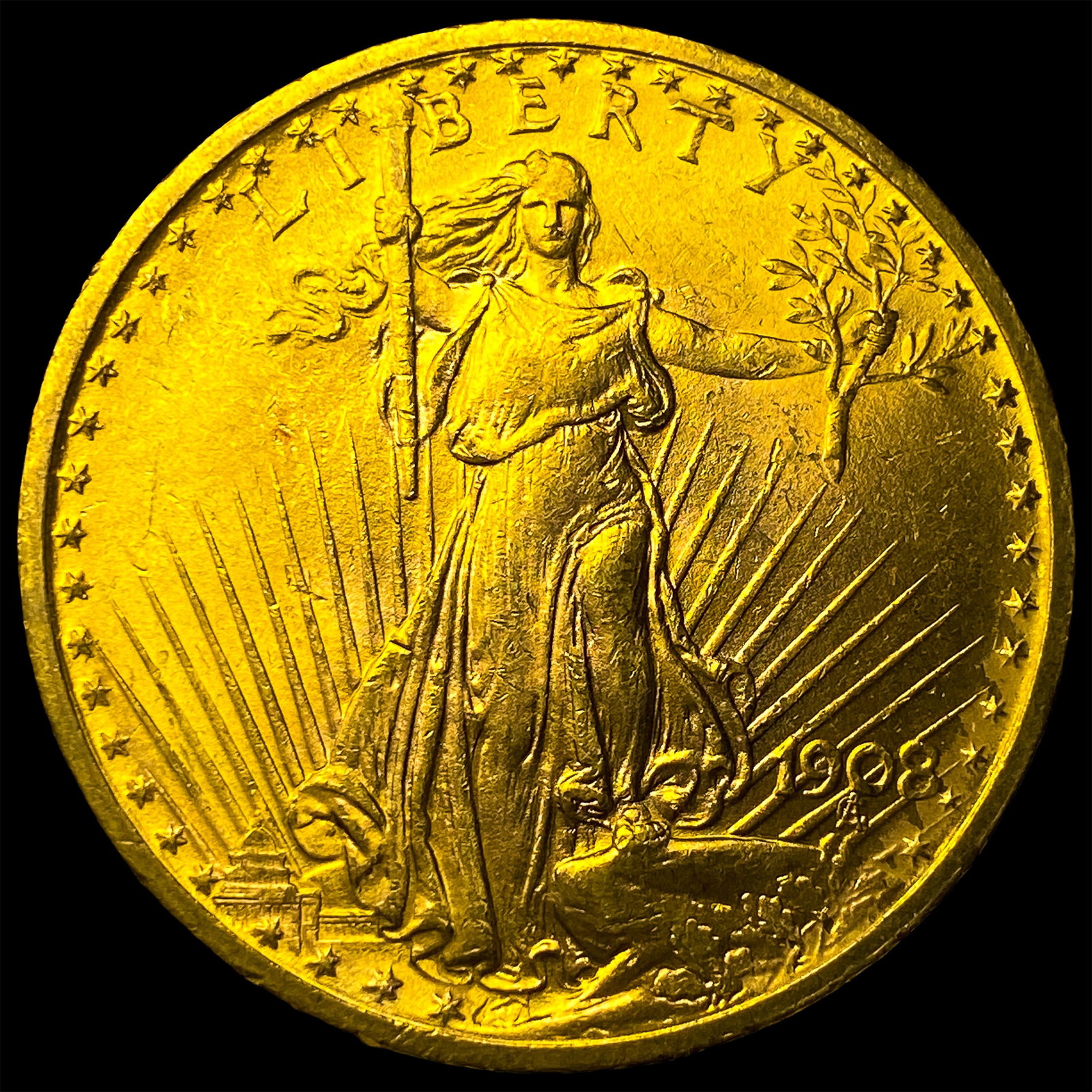 1908 No Motto Saint-Gaudens $20 Gold Double Eagle UNCIRCULATED (1 of 2)