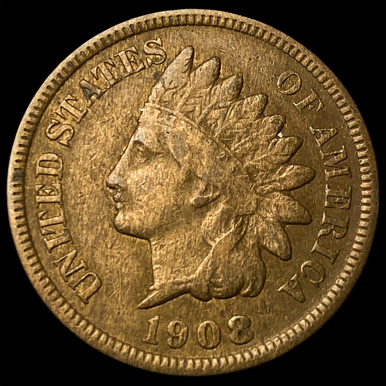 1908-S Indian Head Cent ABOUT UNCIRCULATED (1 of 2)