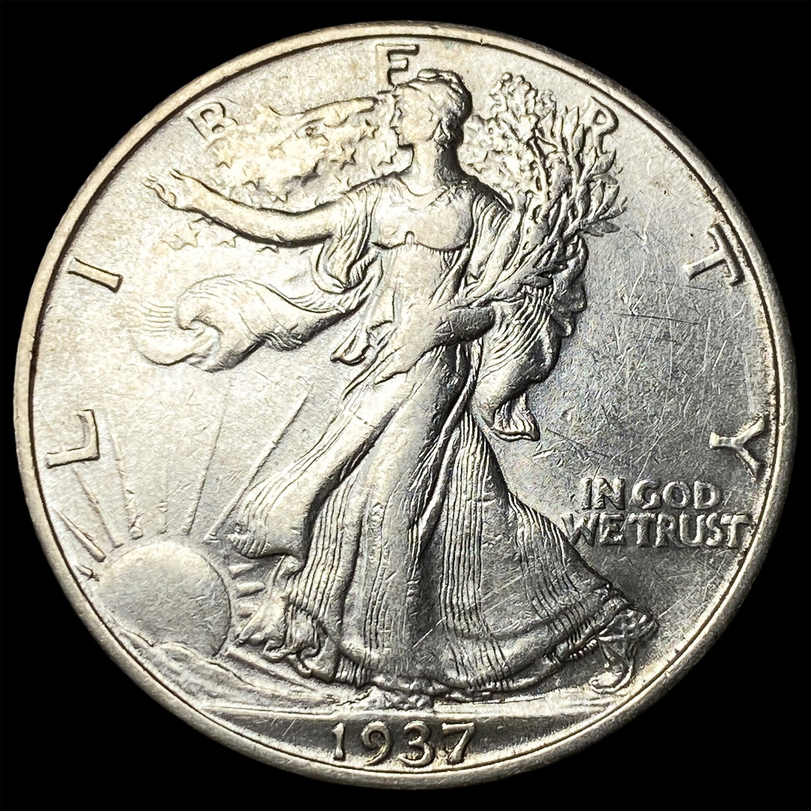 1937-S Silver Walking Liberty Half Dollar CLOSELY UNCIRCULATED: 1937-S Silver Walking Liberty Half Dollar CLOSELY UNCIRCULATED