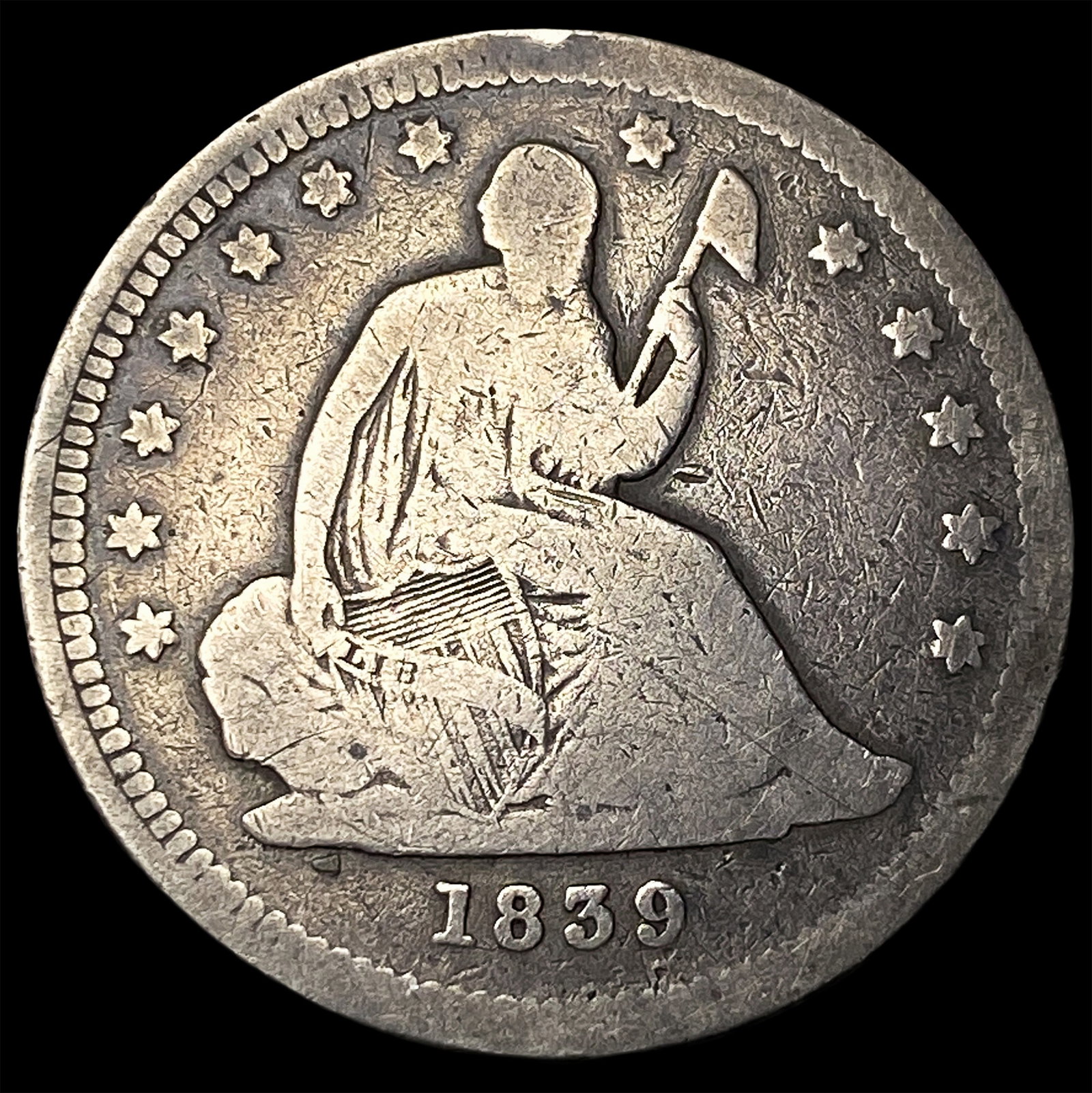 1839 Seated Liberty Quarter LIGHTLY CIRCULATED (1 of 2)