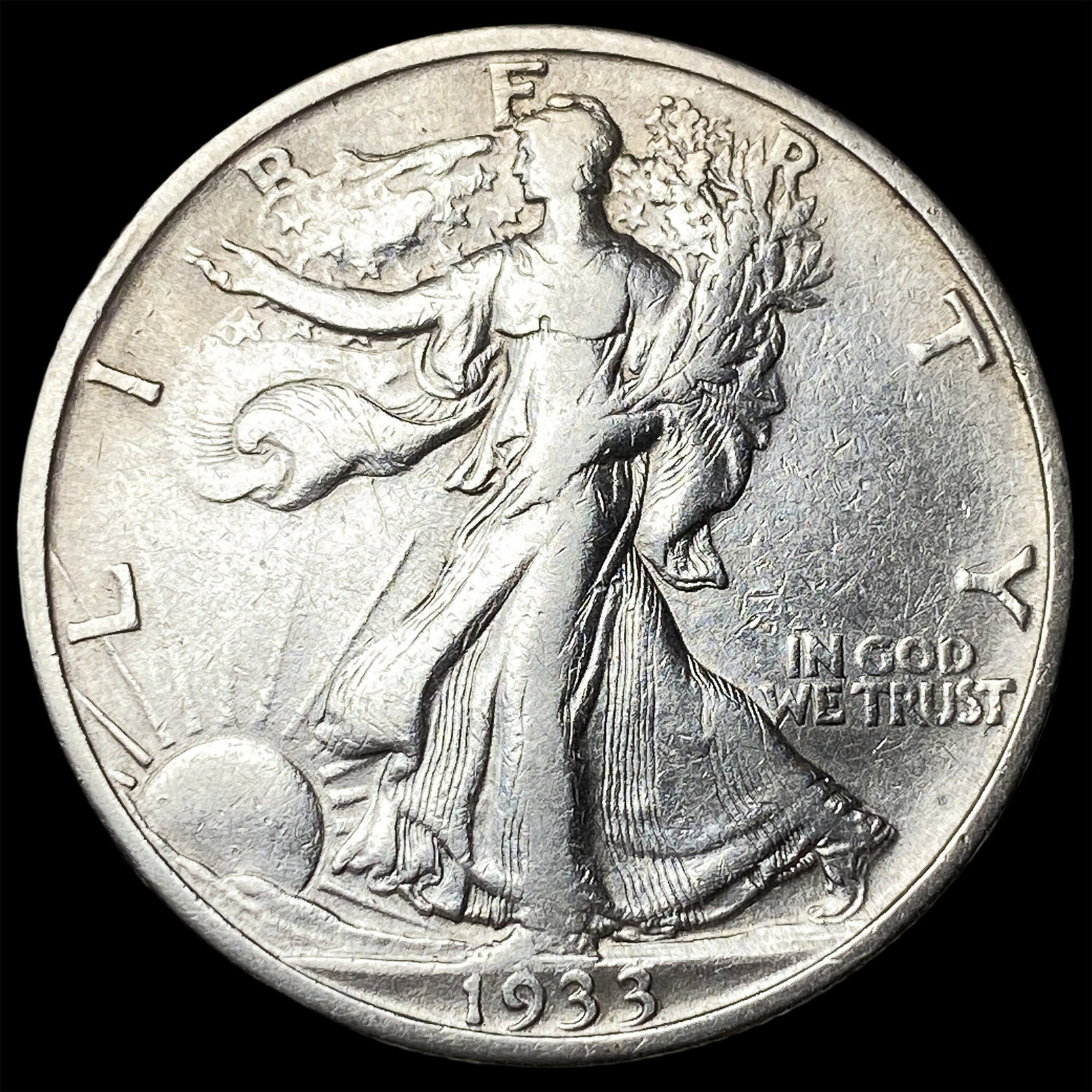 1933-S Silver Walking Liberty Half Dollar NEARLY UNCIRCULATED (1 of 2)