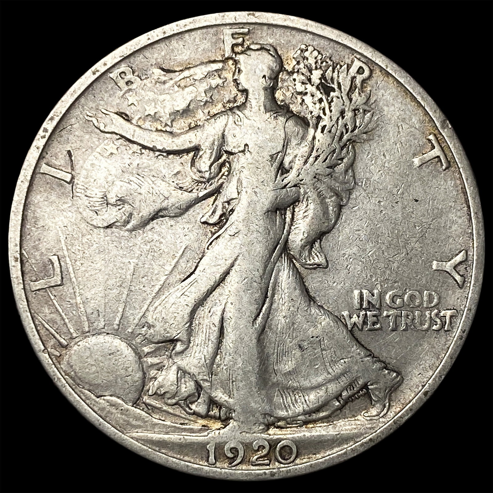 1920-S Silver Walking Liberty Half Dollar NICELY CIRCULATED (1 of 2)