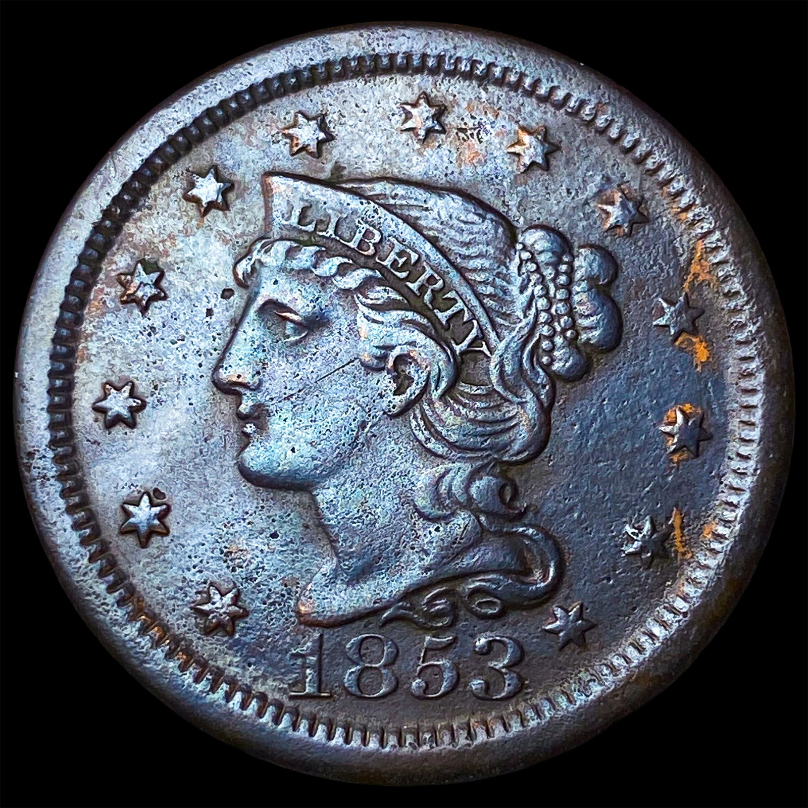 1853 Braided Hair Large Cent NEARLY UNCIRCULATED (1 of 2)