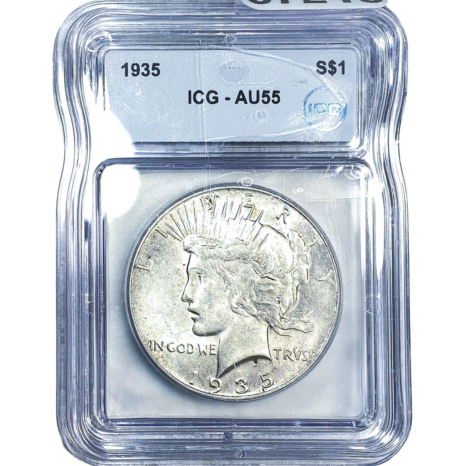 1935 Silver Peace Dollar ICG AU55: 1935 Silver Peace Dollar ICG AU55