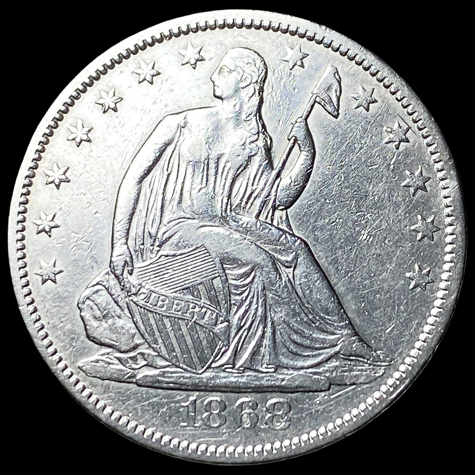 1868-S Silver Half Dollar CLOSELY UNCIRCULATED: 1868-S Silver Half Dollar CLOSELY UNCIRCULATED